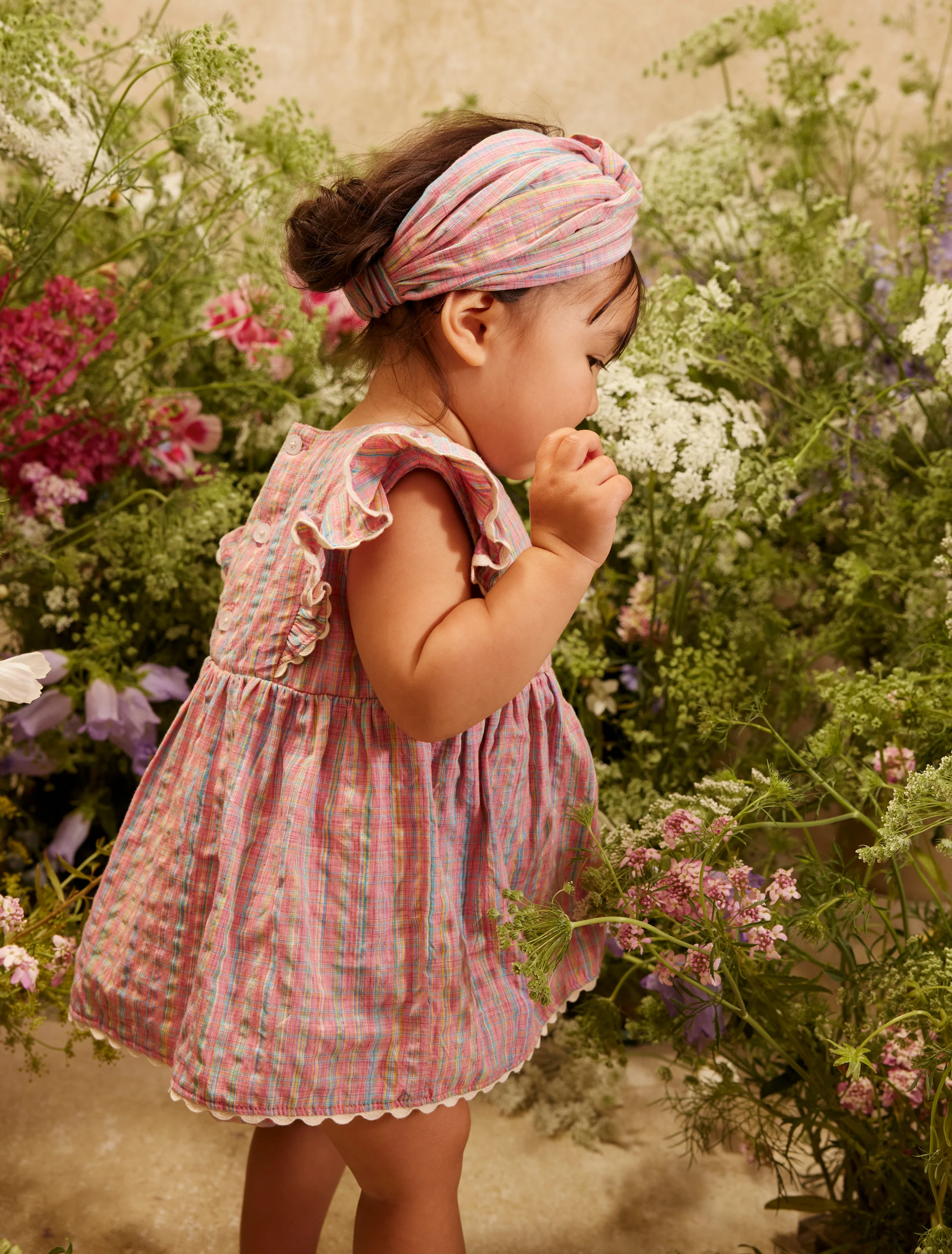 Aloisa Baby Dress in Pink Pomelo Checks - Image 4