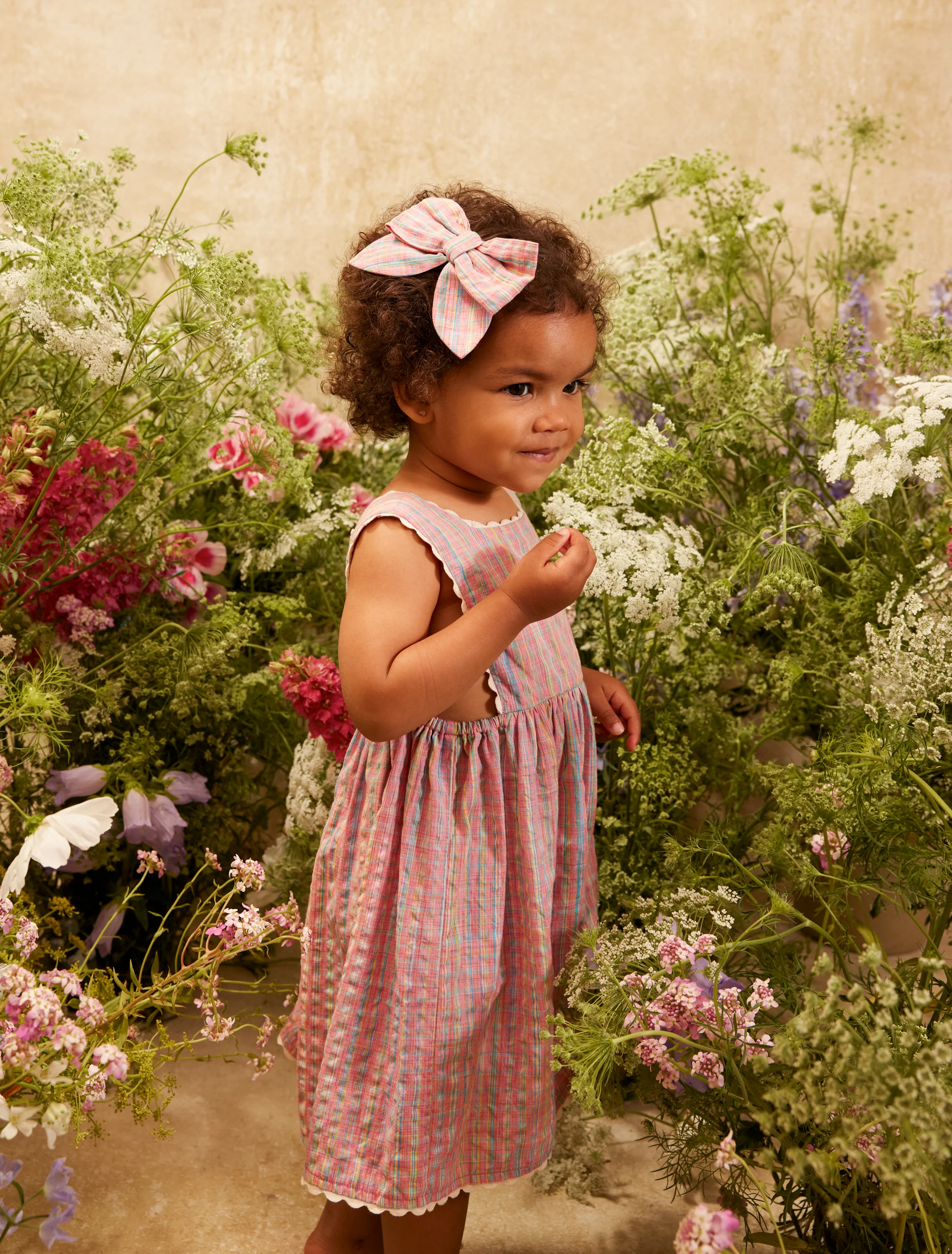 Aloisa Baby Dress in Pink Pomelo Checks - Image 5