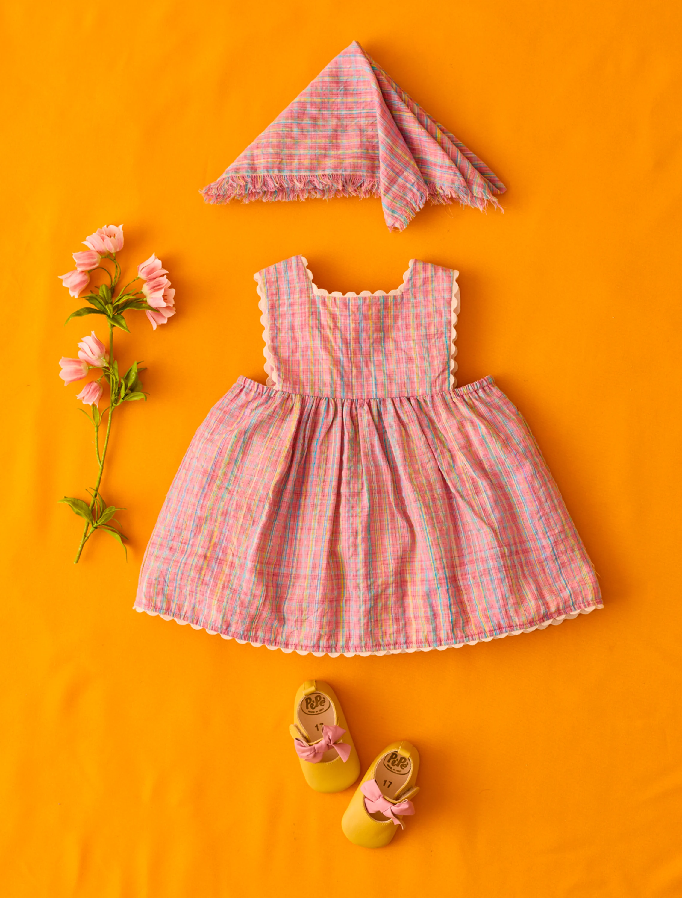 Aloisa Baby Dress in Pink Pomelo Checks - Image 6
