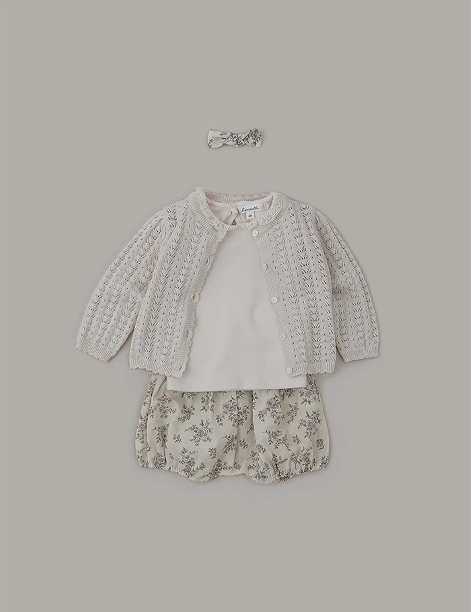 Baby Lavera Knit Cardigan in Pale Beige - Image 2