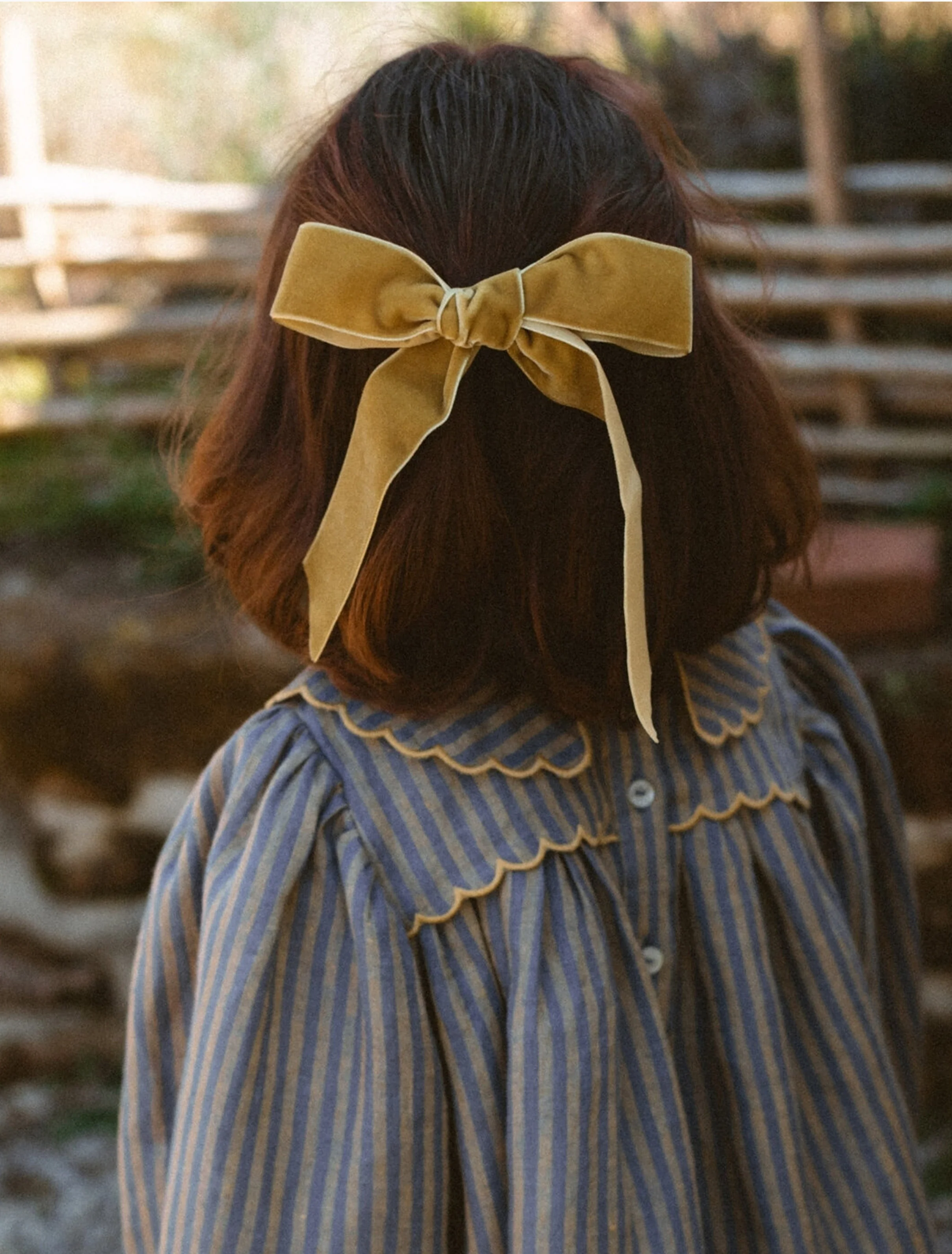 Big Bow Clip in Golden Olive Velvet - Image 3