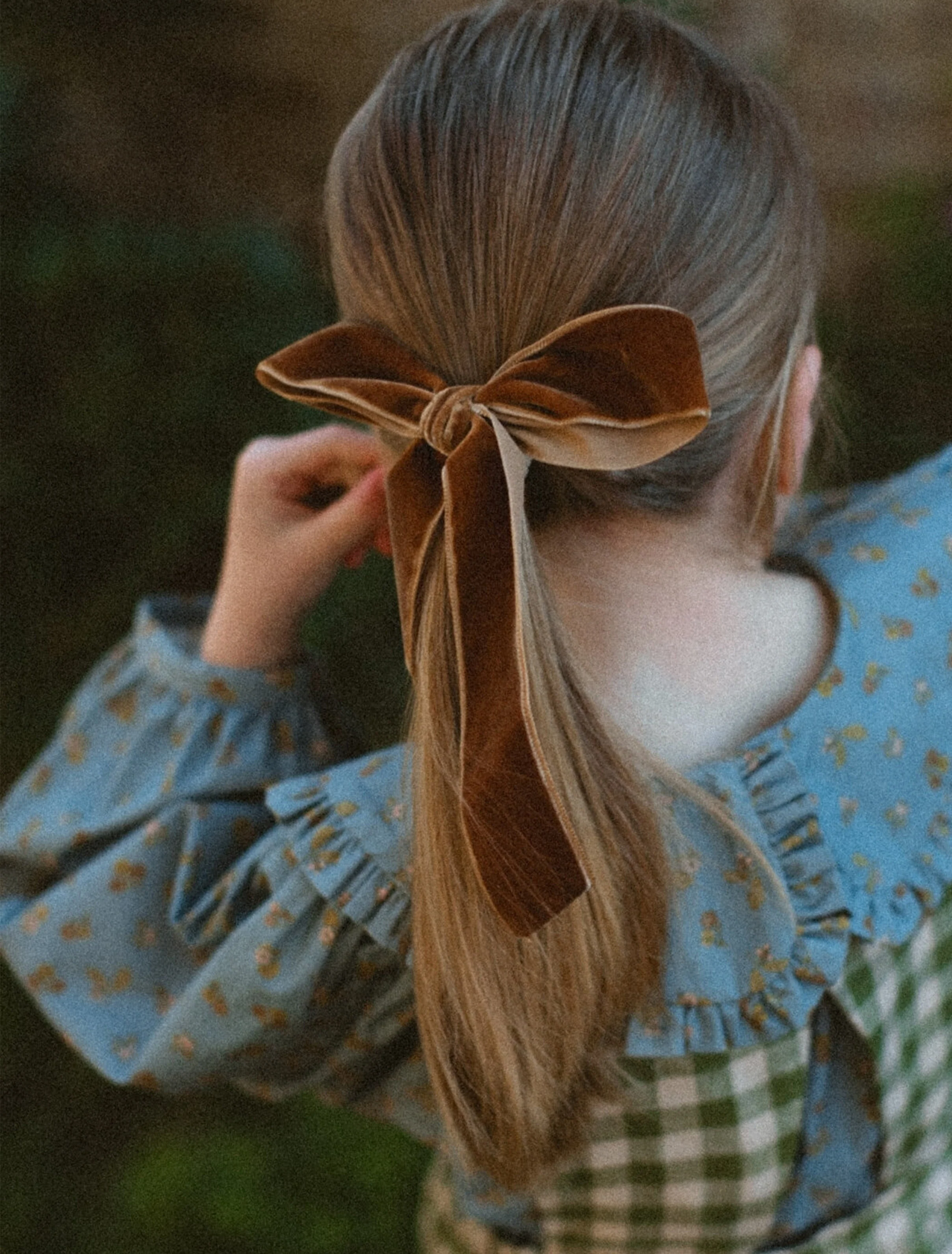 Big Bow Clip in Roast Coffee Velvet - Image 3