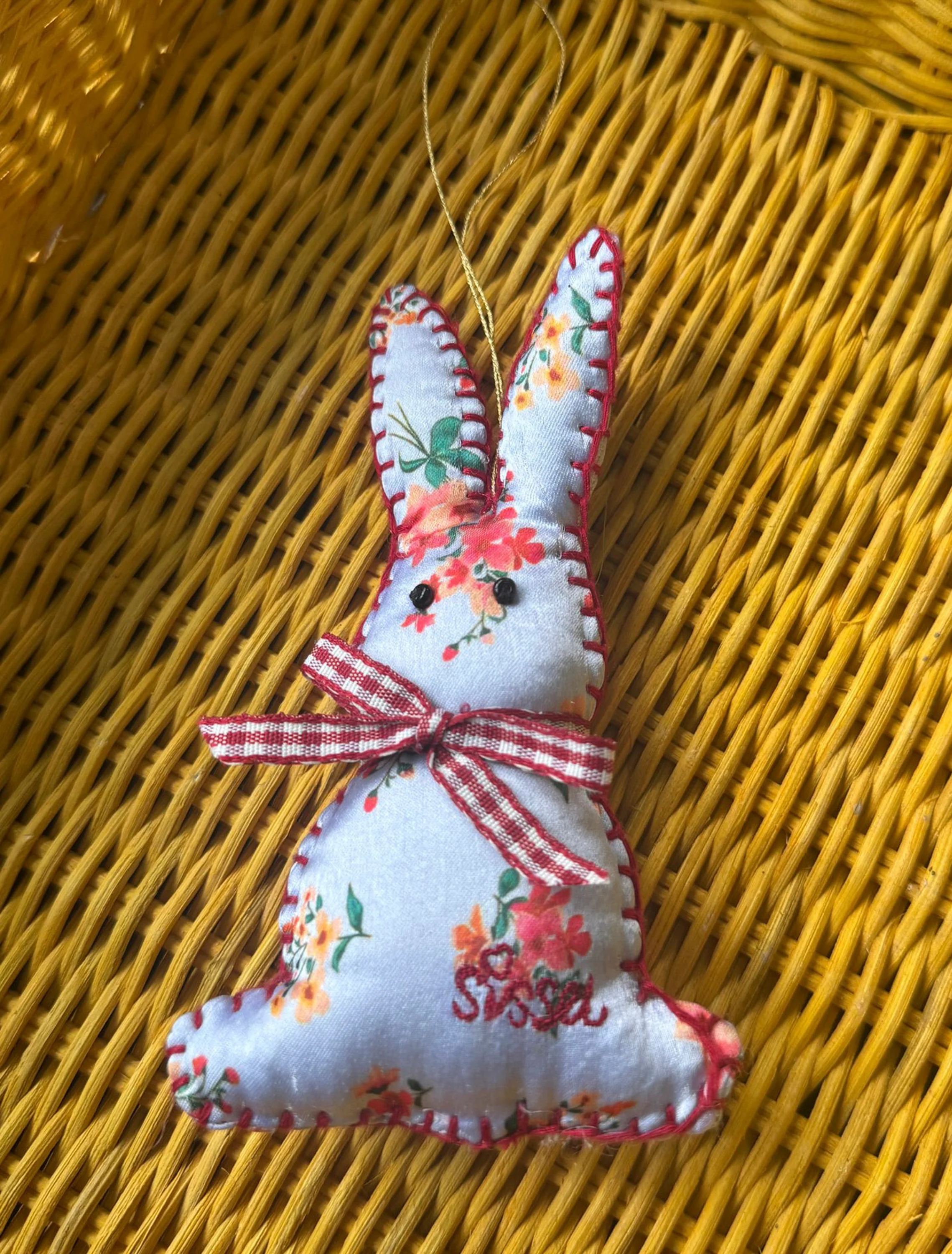 Bonnie Bunny Ornament in Purple Floral - Image 3