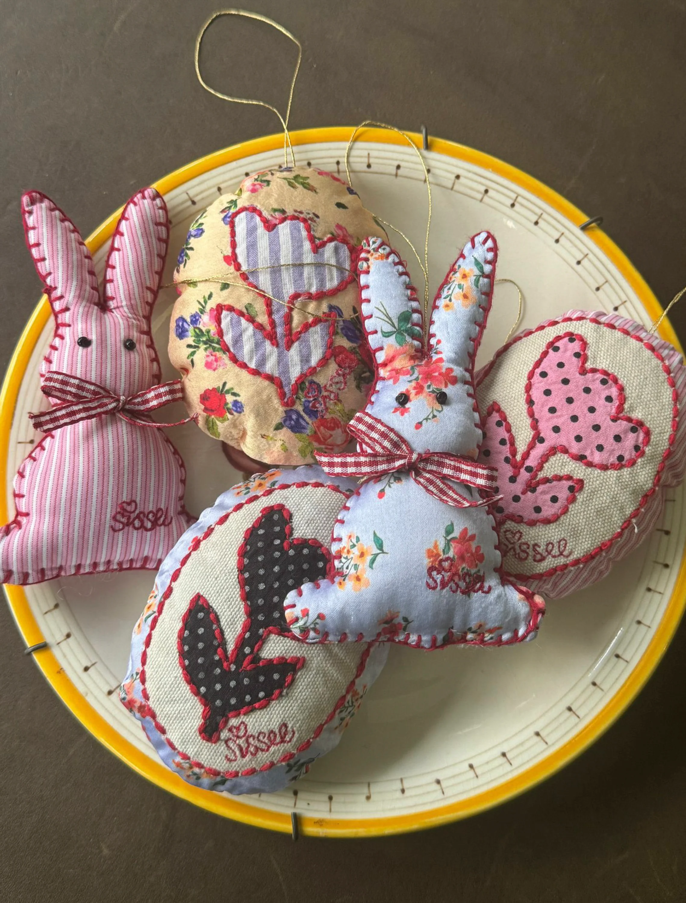 Bonnie Bunny Ornament in Purple Floral - Image 4