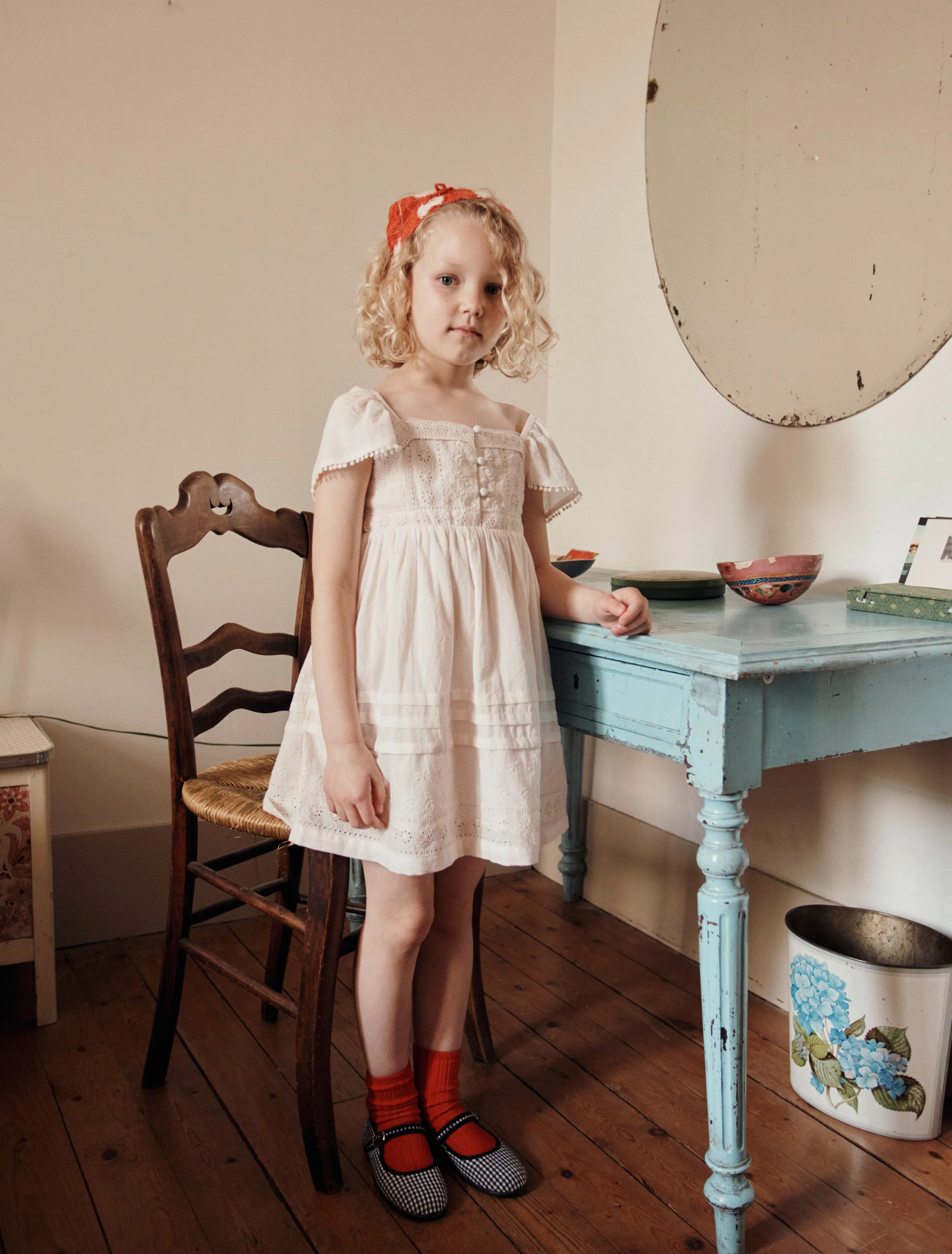 Broderie Anglaise Dress in Creme - Image 3