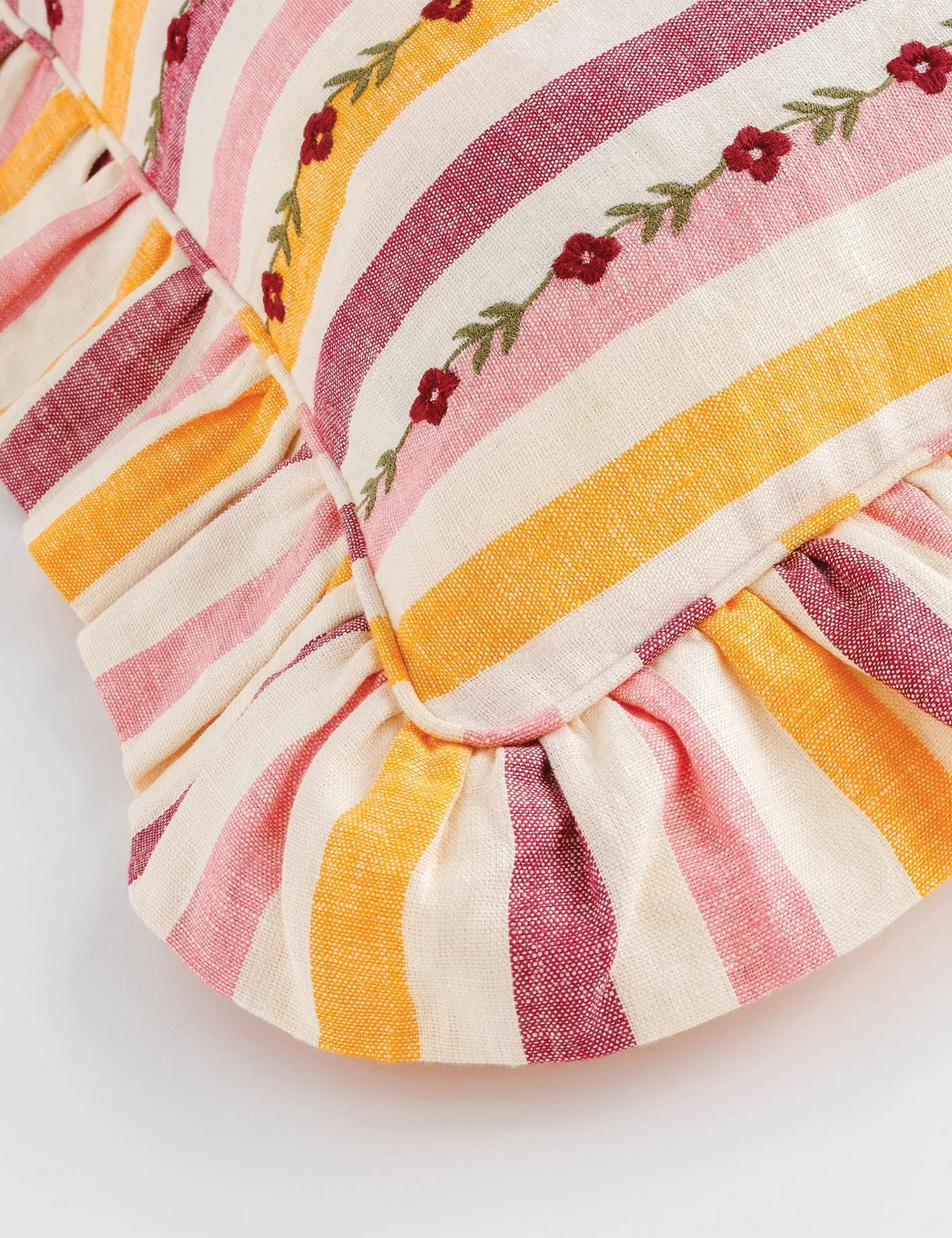 Candy Stripe Embroidered Cushion in Claret - Image 3