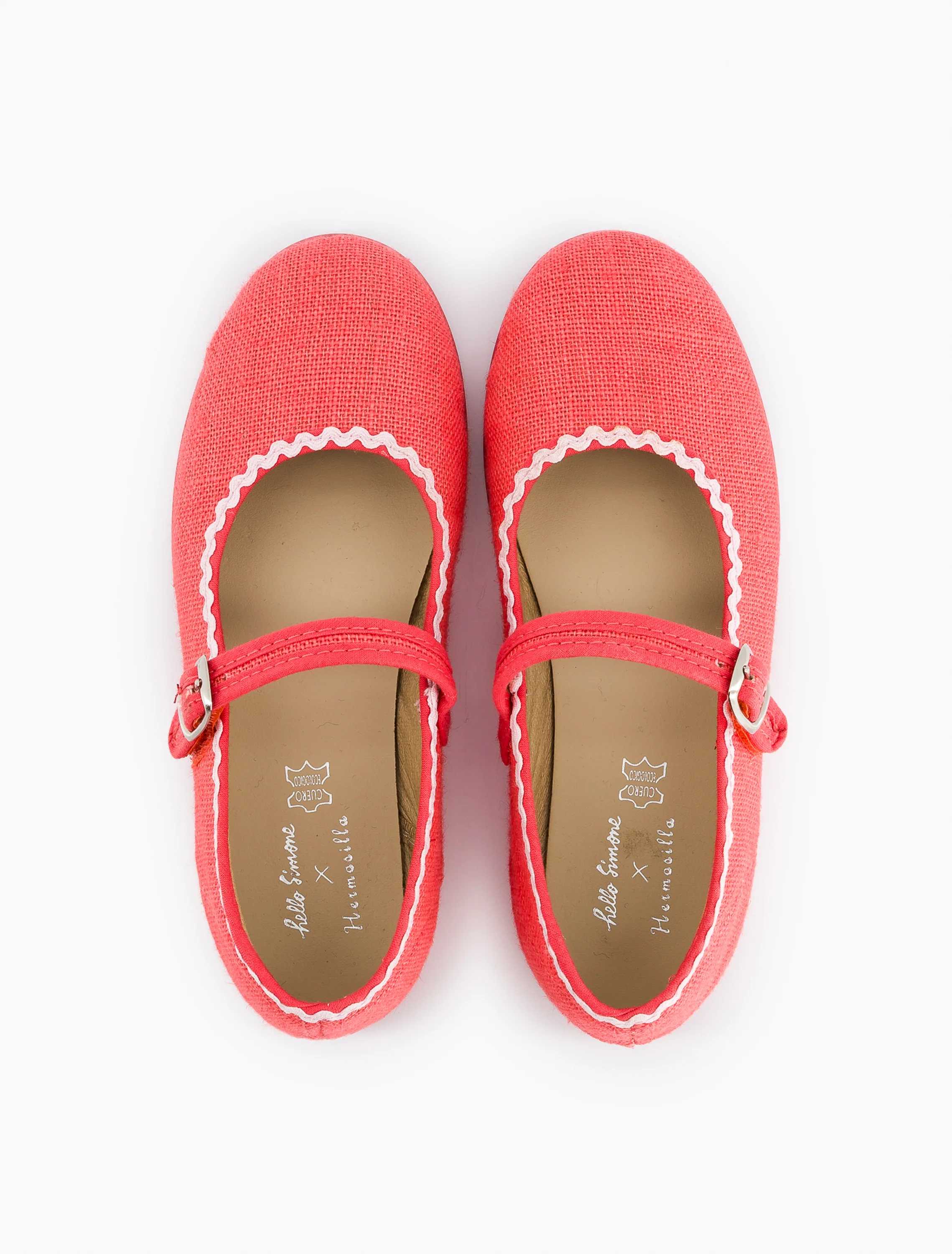 Canvas Mary Janes in Coral - Image 3