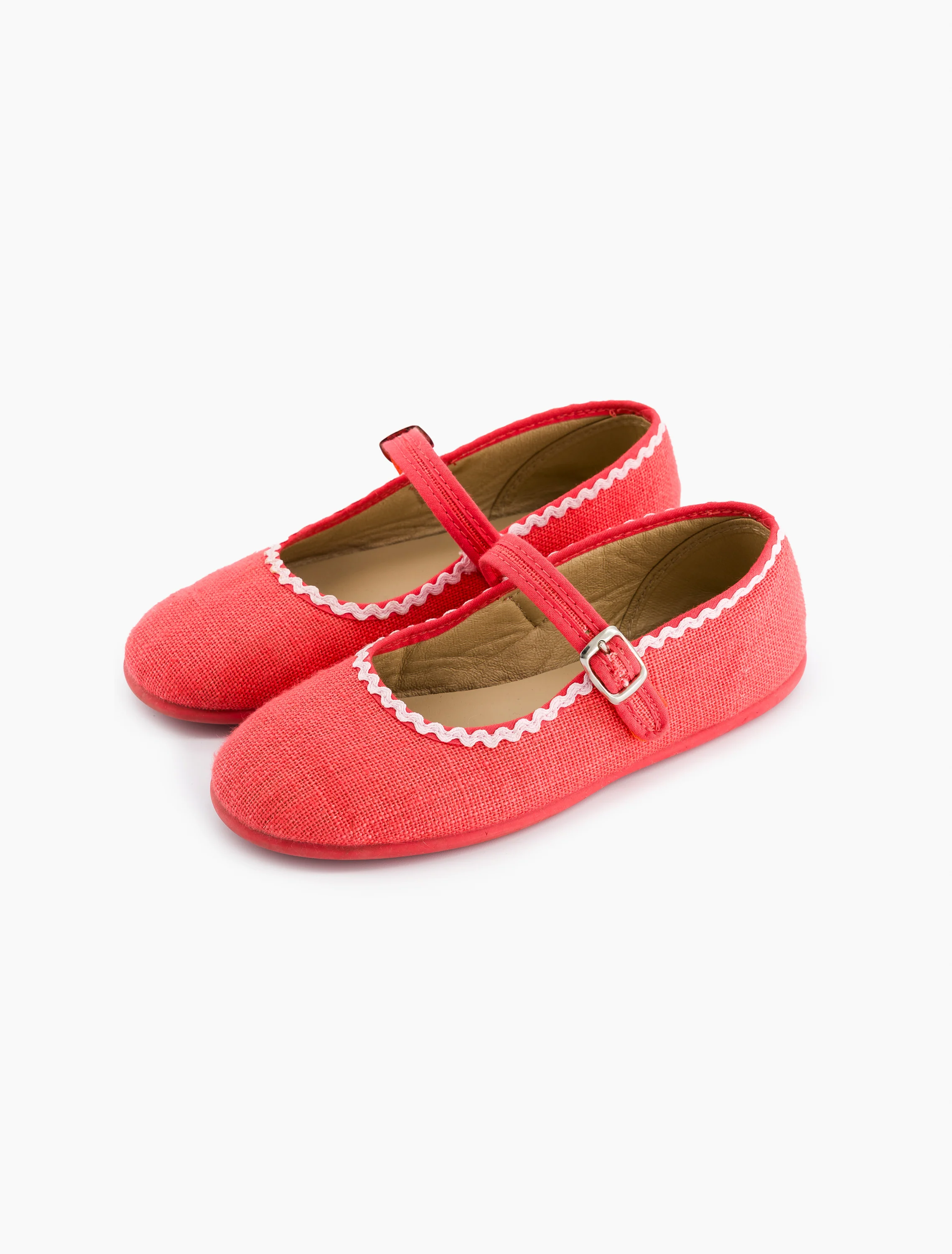 Canvas Mary Janes in Coral - Image 4