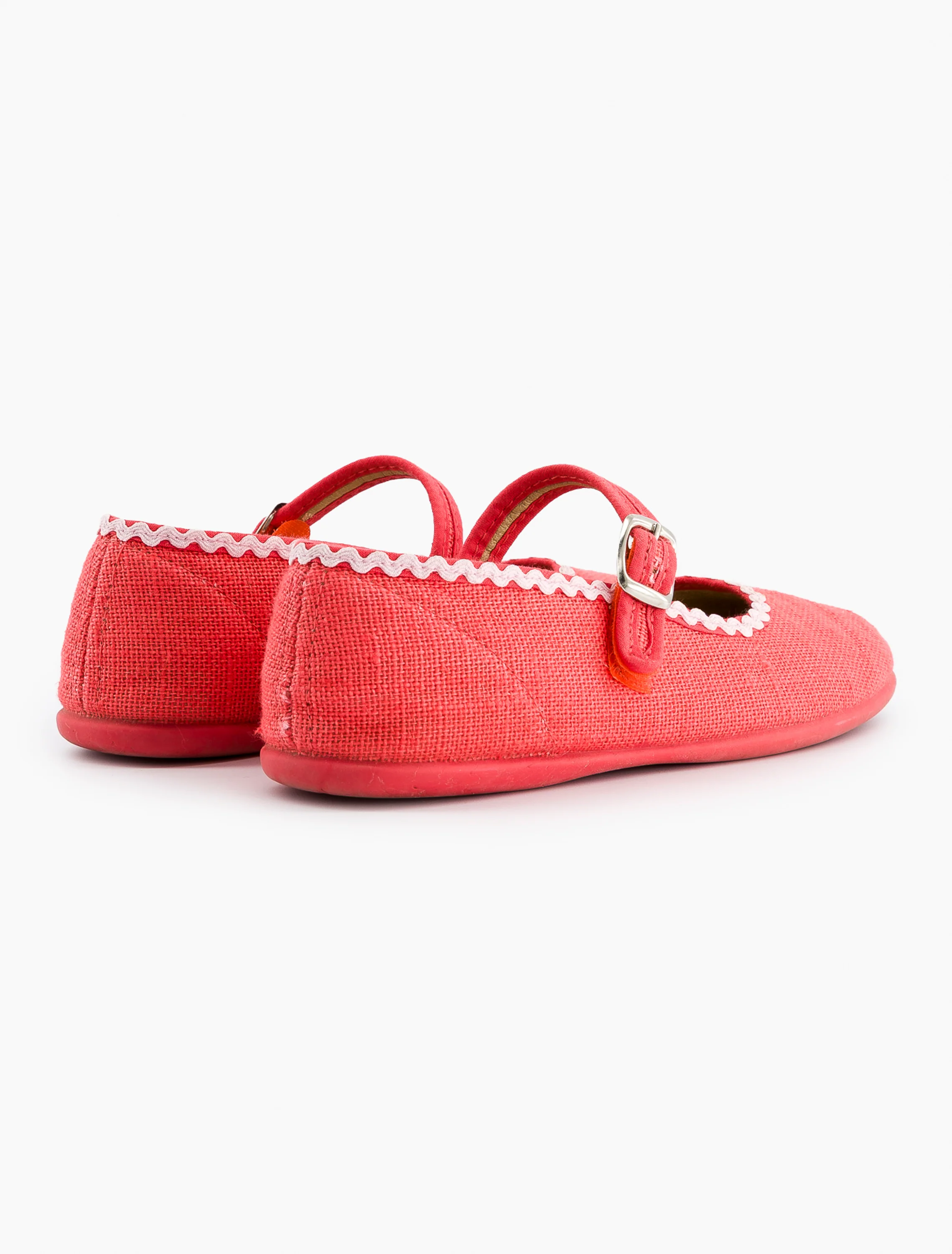 Canvas Mary Janes in Coral - Image 5