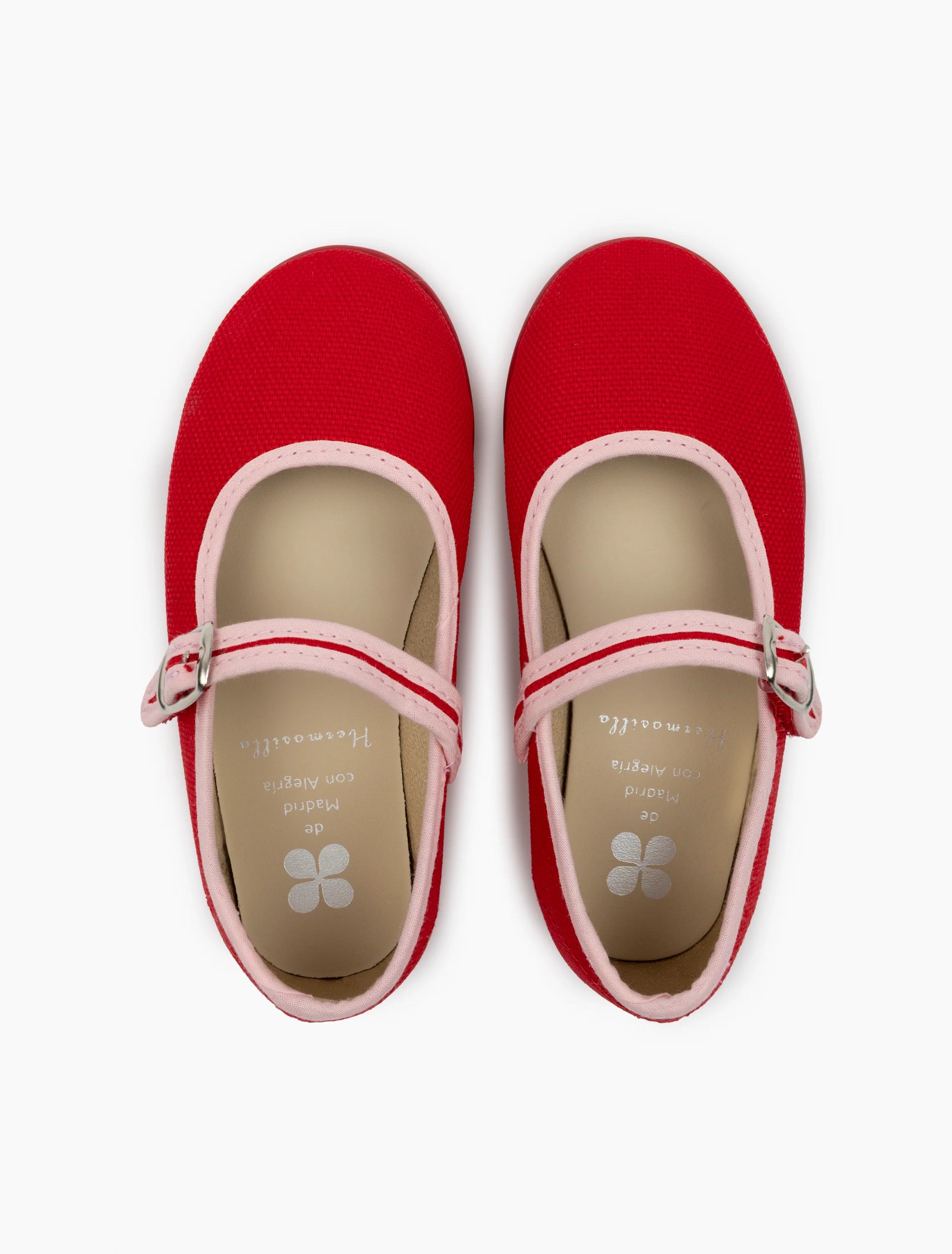 Canvas Mary Janes in Rouge/Light Pink Trim - Image 3