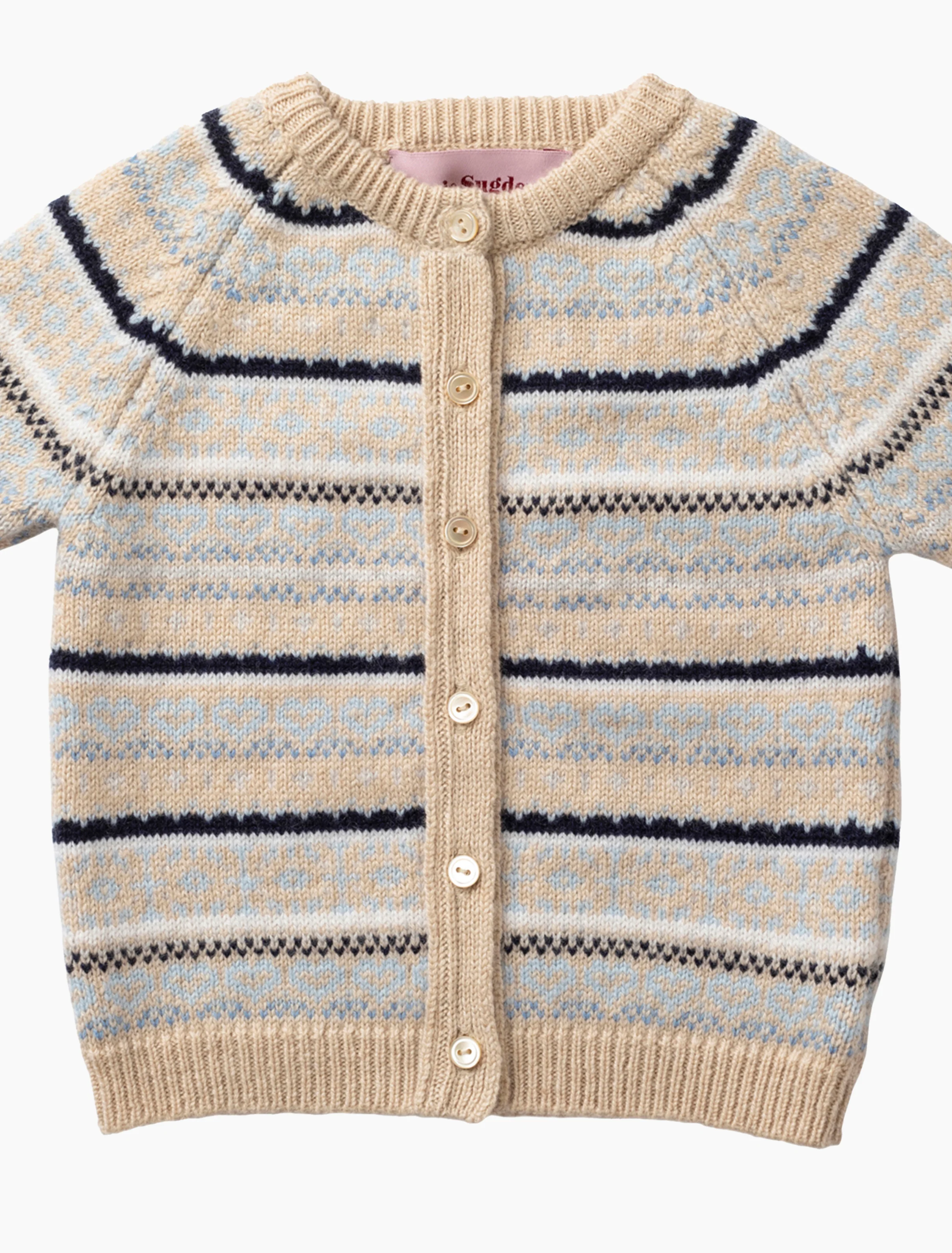 Cashmere Fairisle Cardigan in Linen - Image 3