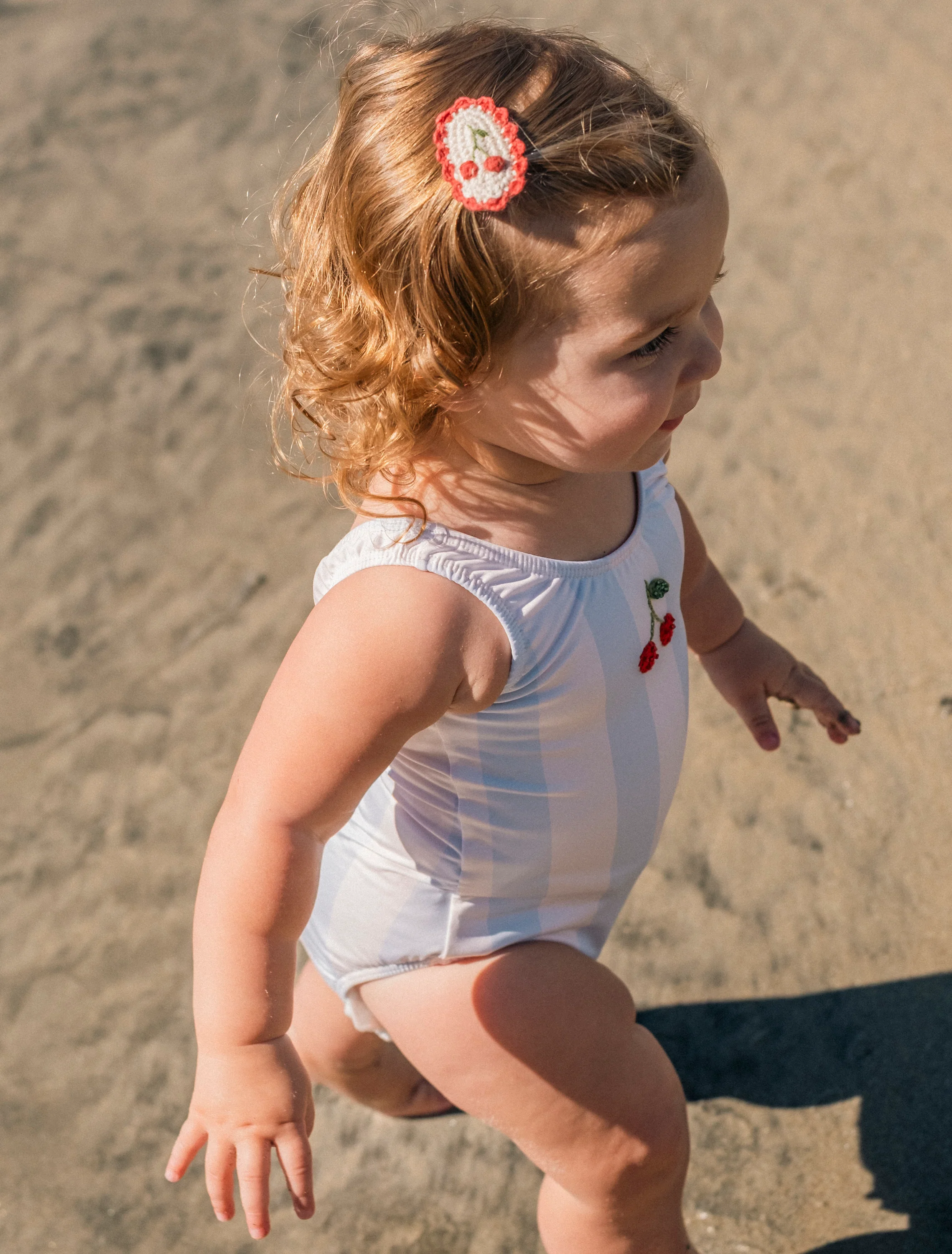 Cherry Tank Swimsuit in Blue Stripe - Image 4