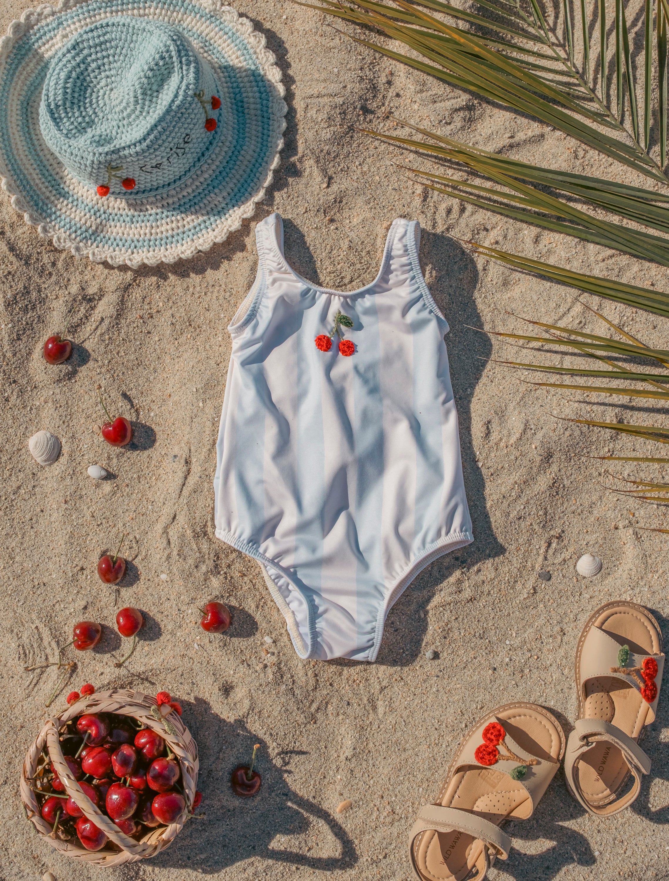 Cherry Tank Swimsuit in Blue Stripe - Image 5