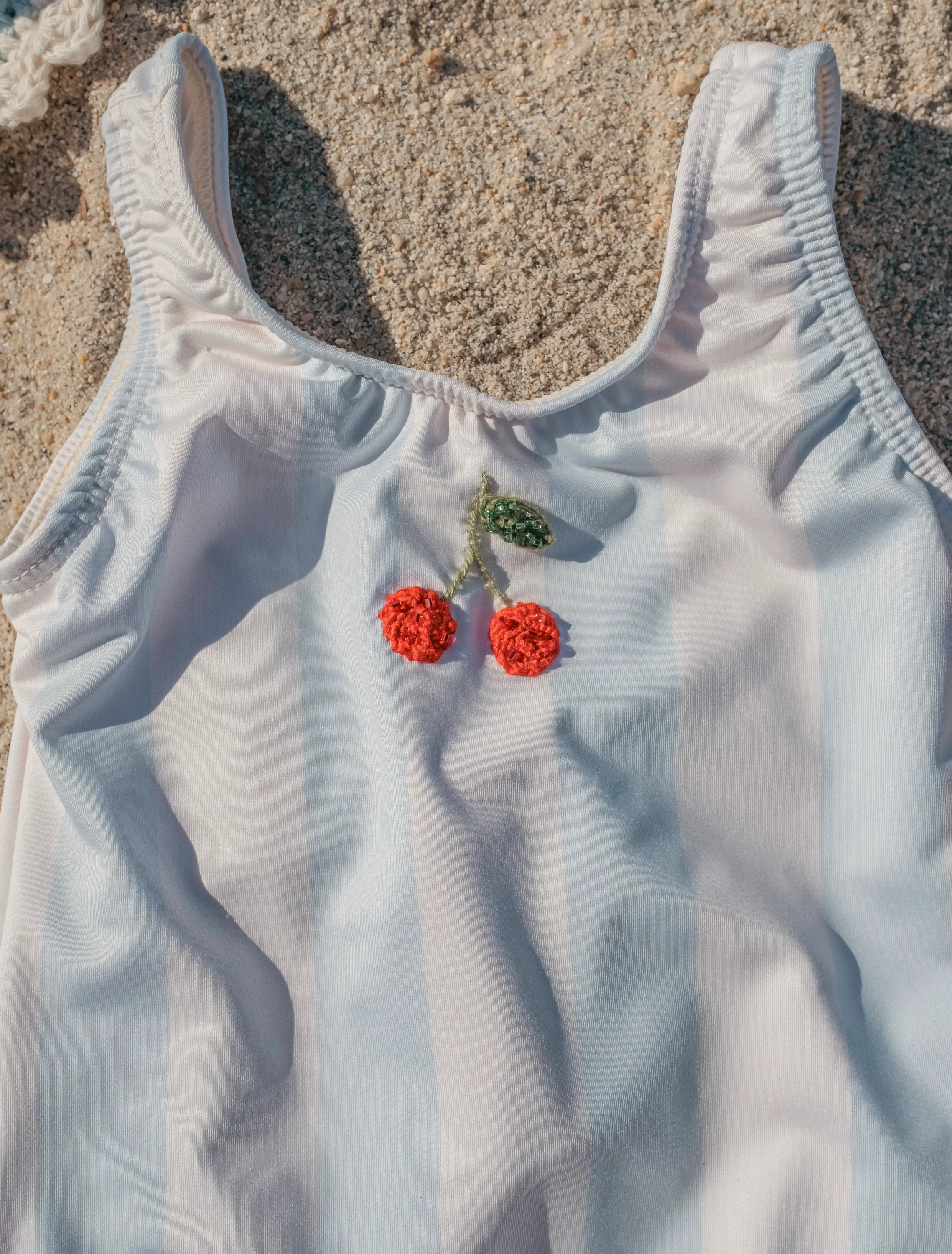 Cherry Tank Swimsuit in Blue Stripe - Image 6