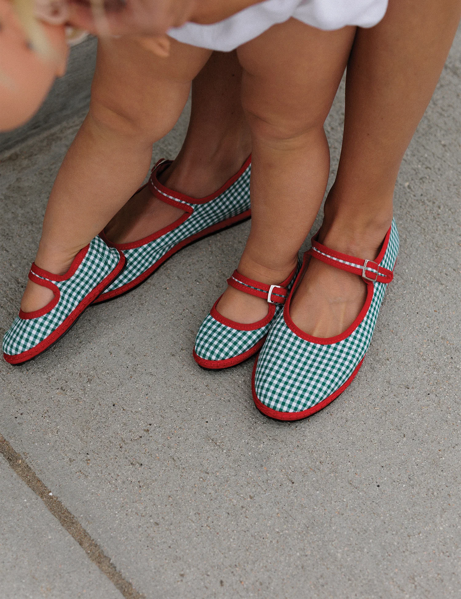 Cotton Mary Jane Flats in Etrusca Green Gingham - Image 3