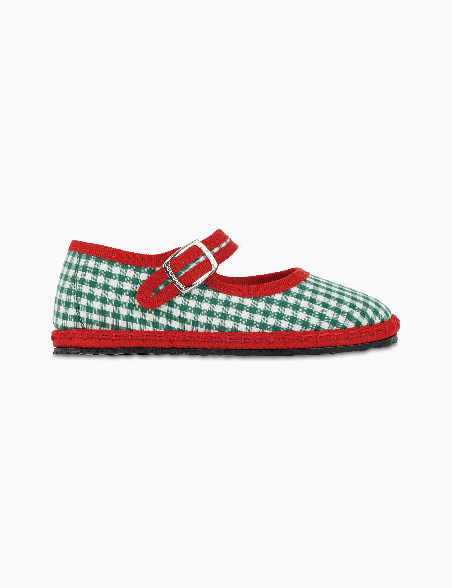Cotton Mary Jane Flats in Etrusca Green Gingham - Image 7