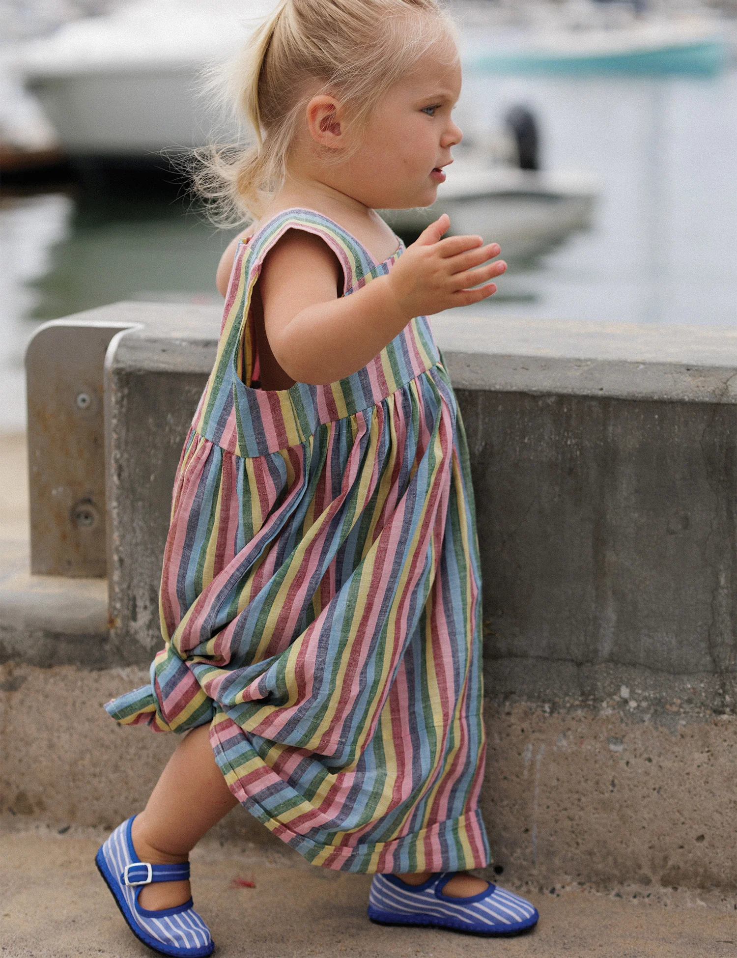 Cotton Mary Jane Flats in Medusa Blue Stripes - Image 3