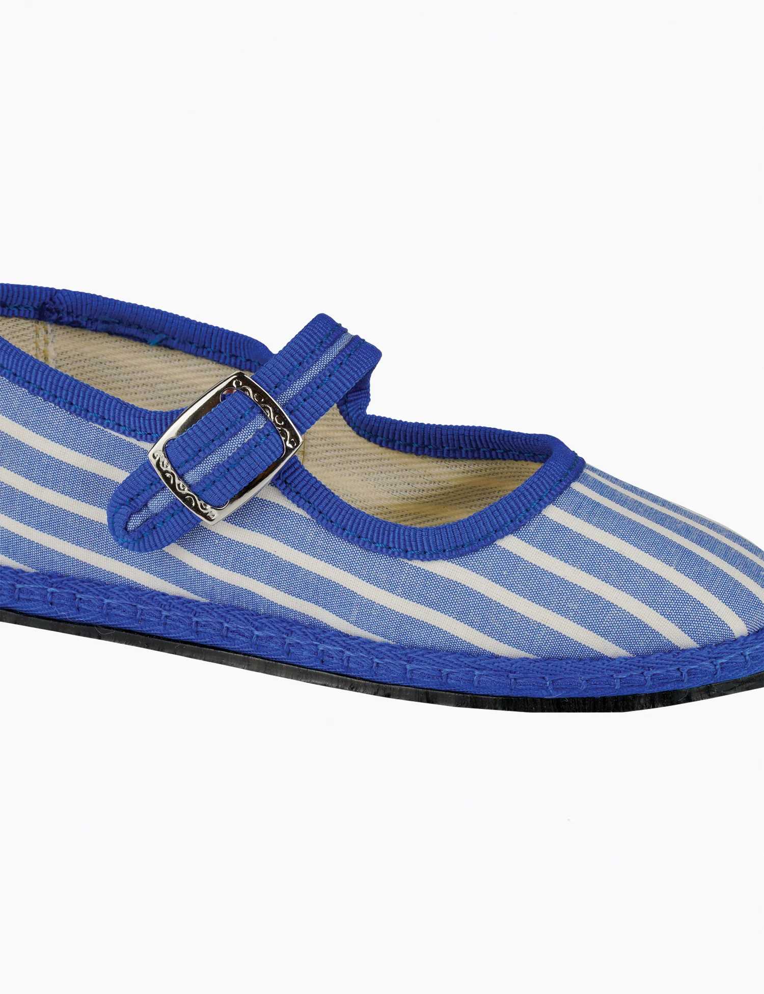Cotton Mary Jane Flats in Medusa Blue Stripes - Image 5