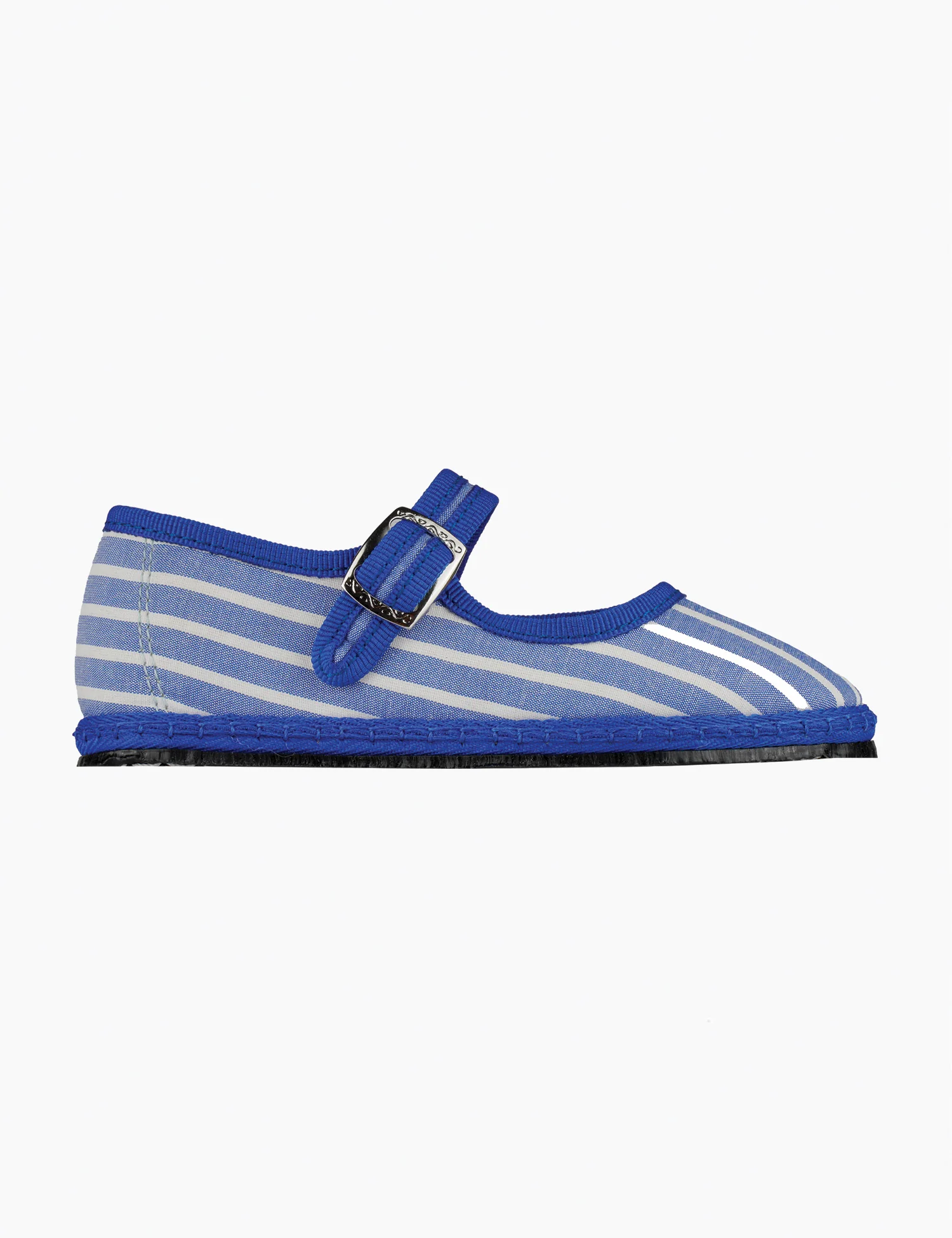 Cotton Mary Jane Flats in Medusa Blue Stripes - Image 6