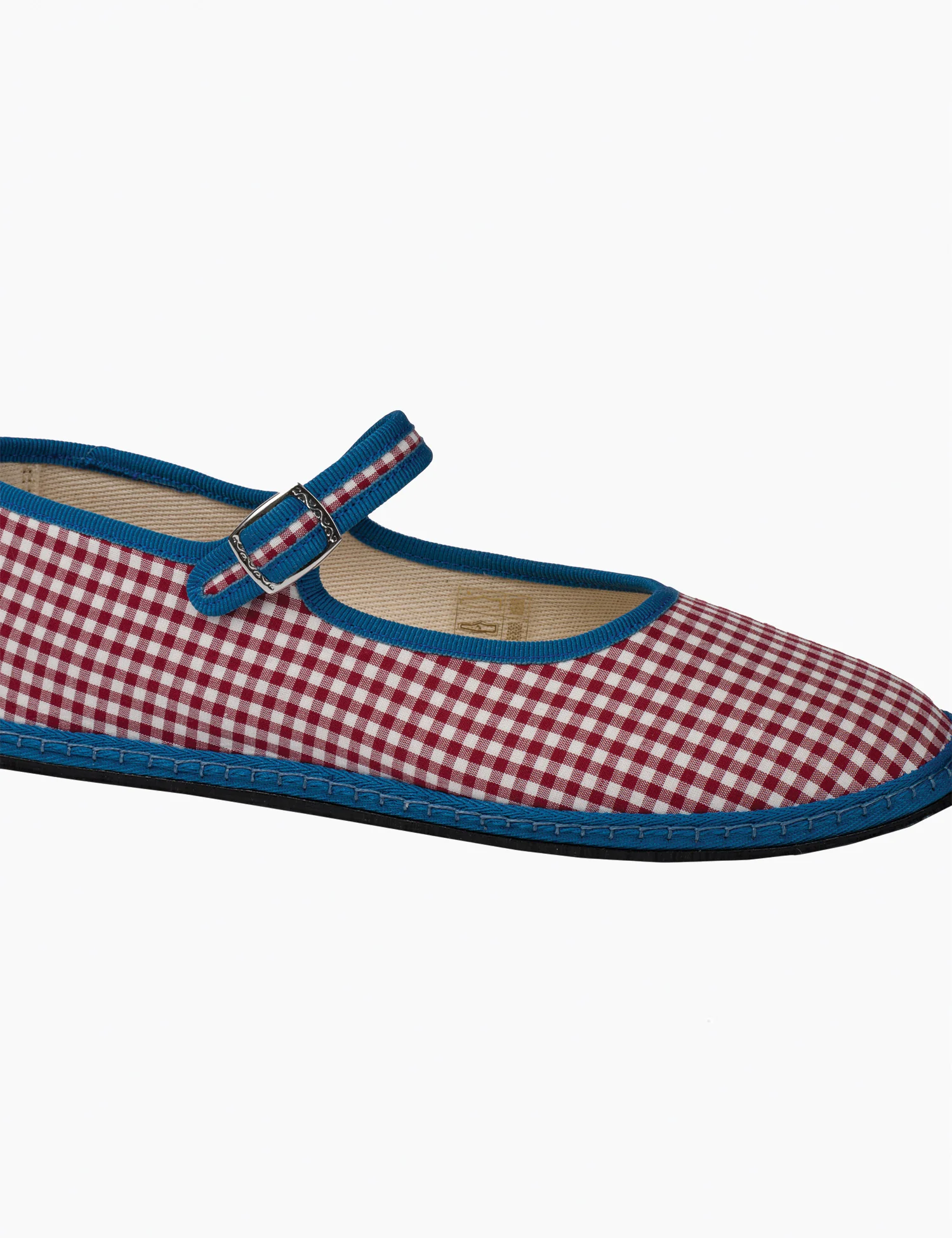 Women's Cotton Mary Jane Flats in Vesta Red Gingham - Image 3