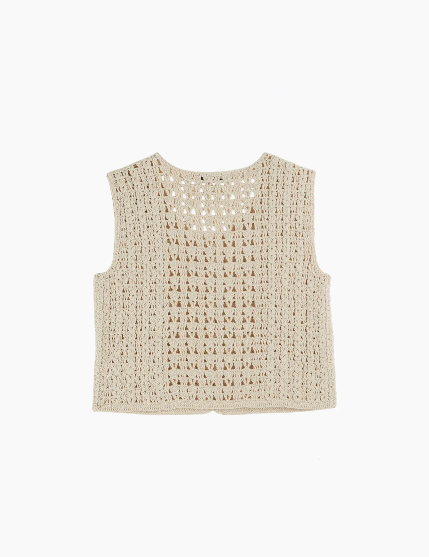 Crochet Sleeveless Cardigan in Ecru - Image 5