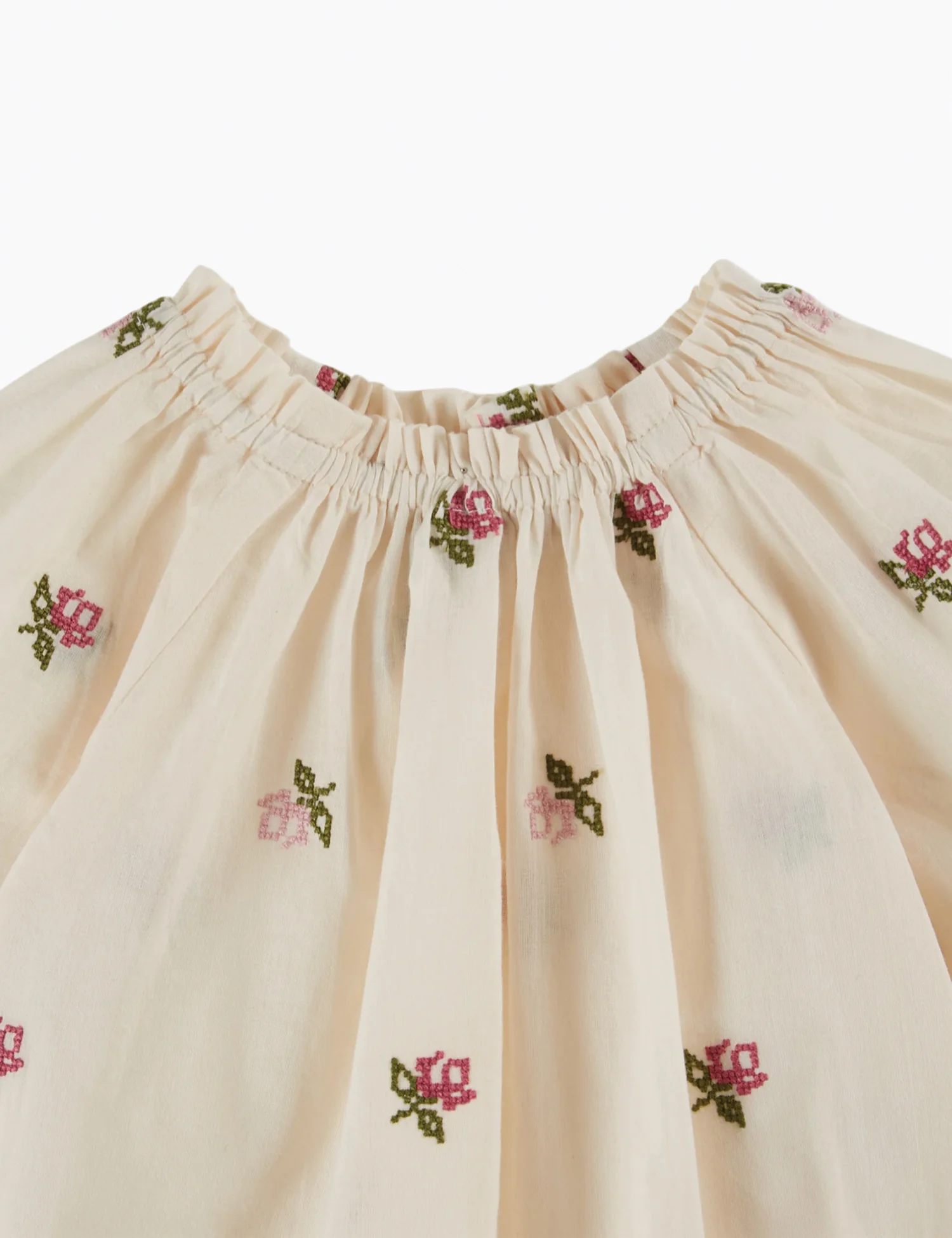Cross-Stitch Flowers Blouse in Creme - Image 5