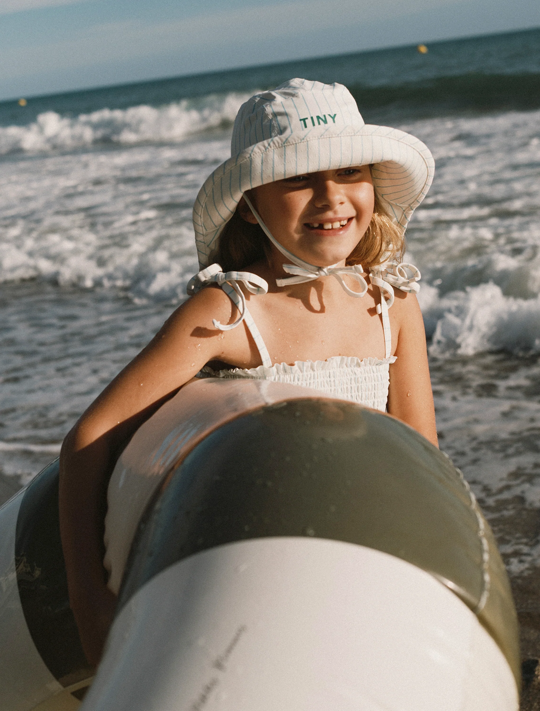 Cyan Fine Stripes Bucket Hat in Light Cyan - Image 5