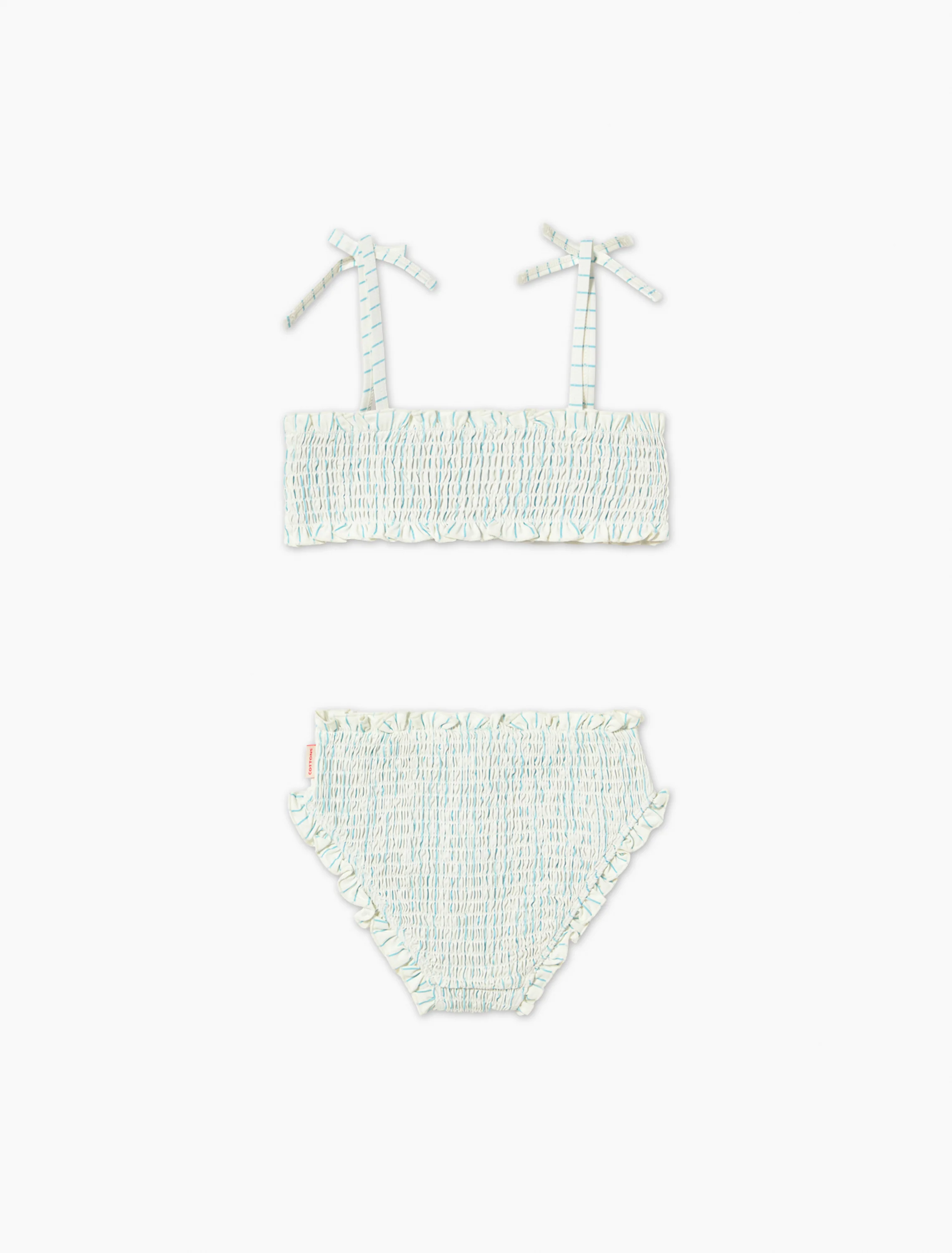 Cyan Fine Stripes Smock Swim Set in Light Cyan - Image 4