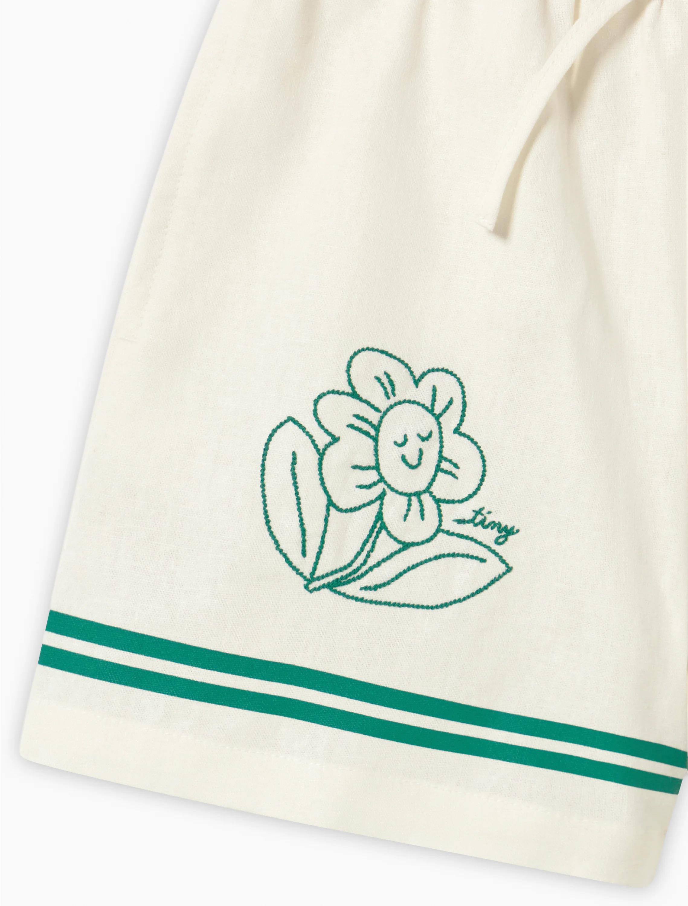 Daisies Linen Shorts in Off-White - Image 5