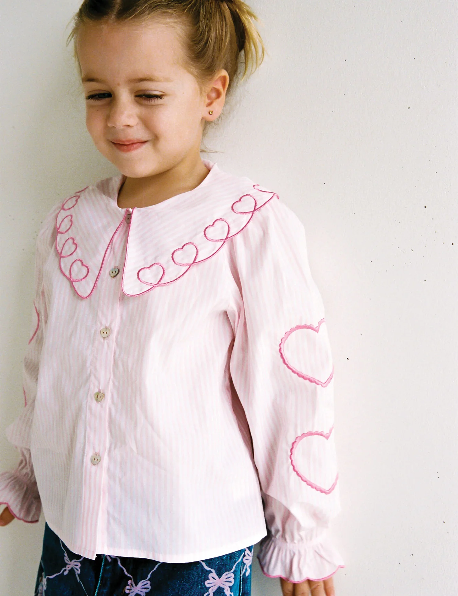 Darling Blouse in Pink Stripes/Hearts - Image 3