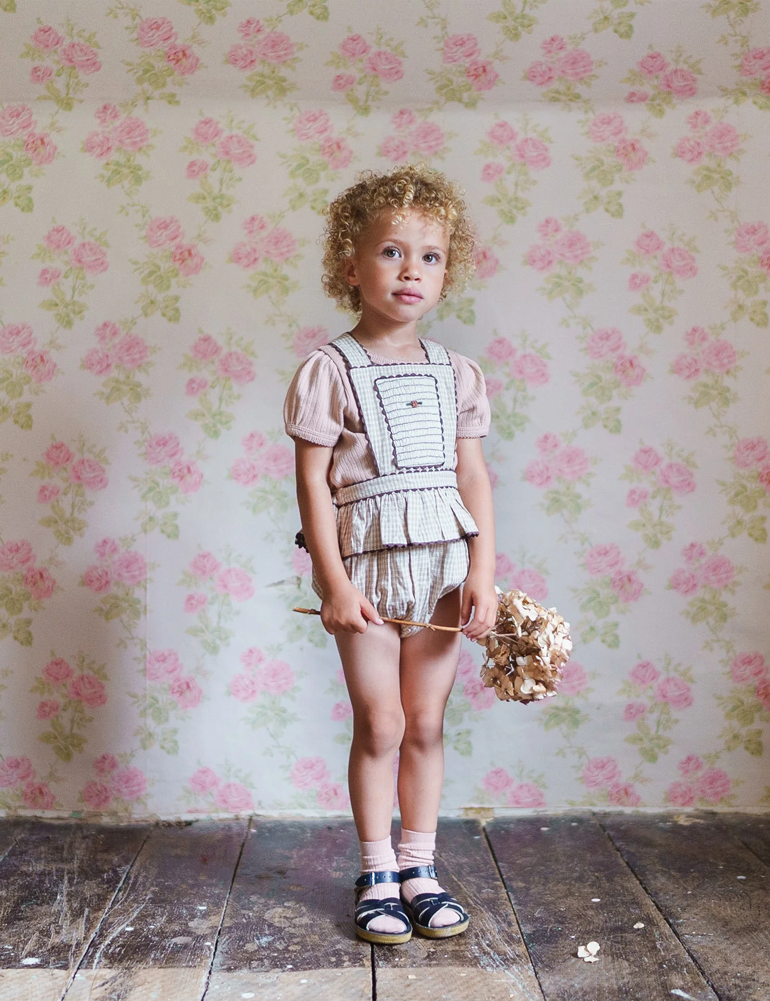 Dhalia Romper in Straw Check - Image 3