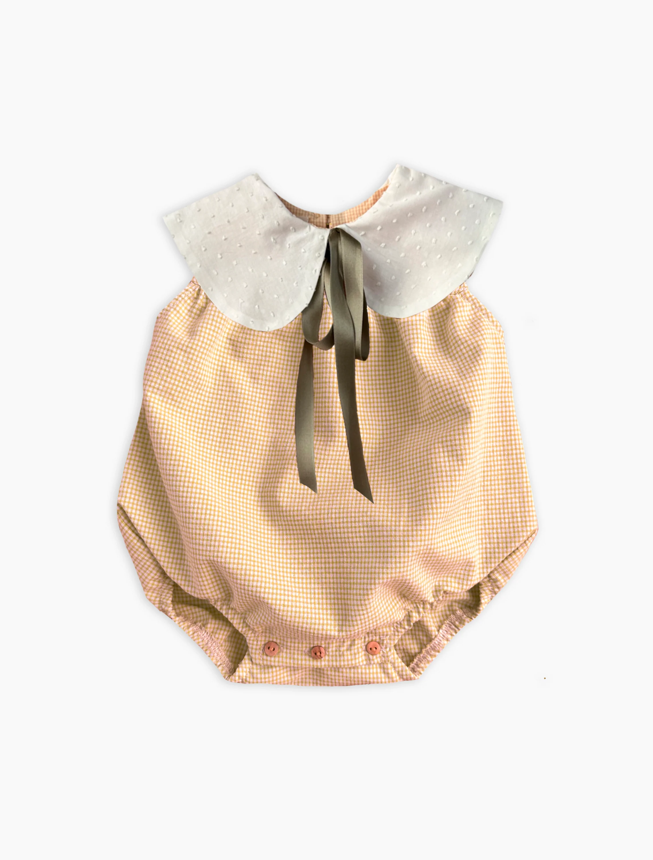 Do-Re-Mi Romper in Toffee Vanilla/Yellow Gingham