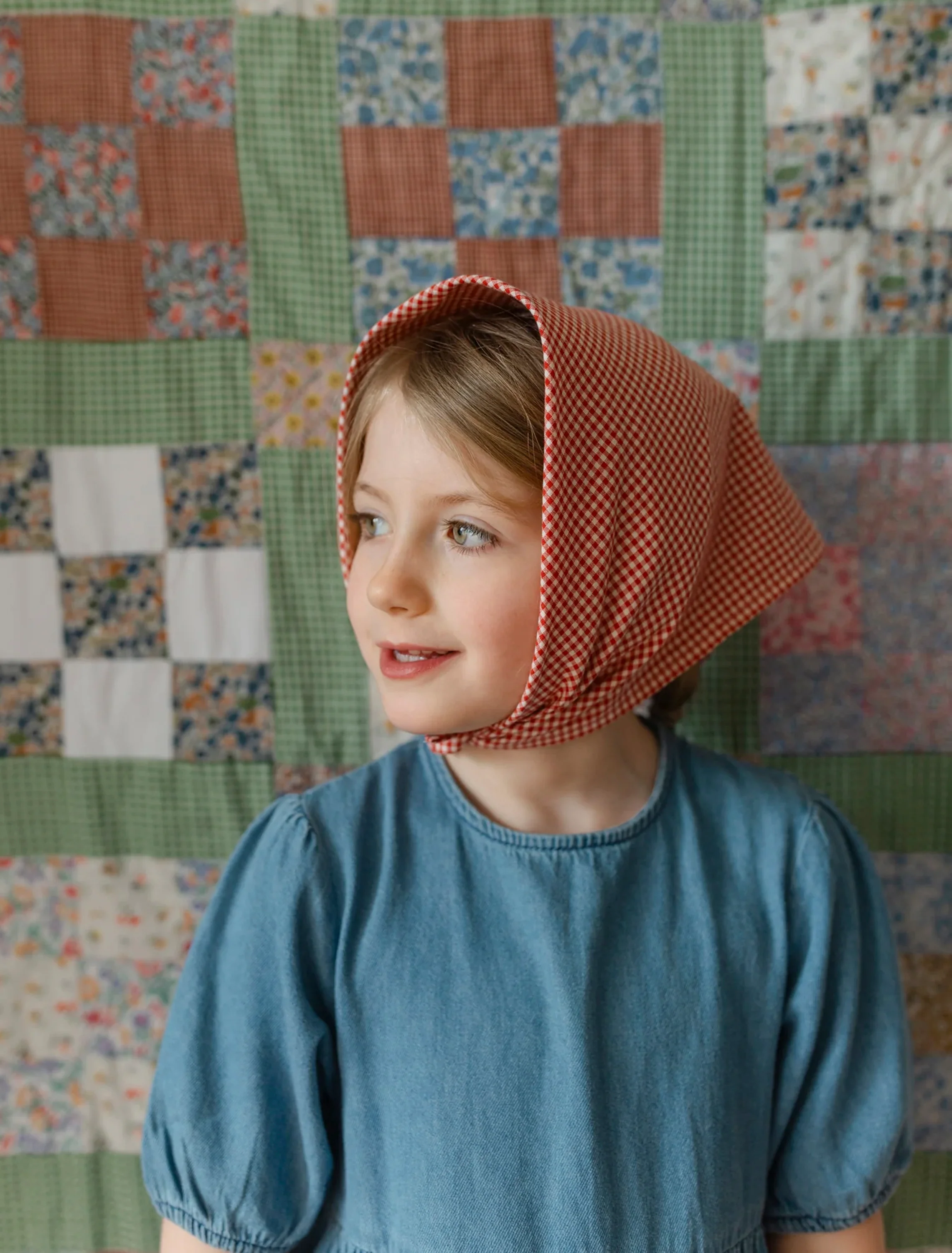 Evie Scarf in Red Cotton Gingham - Image 2