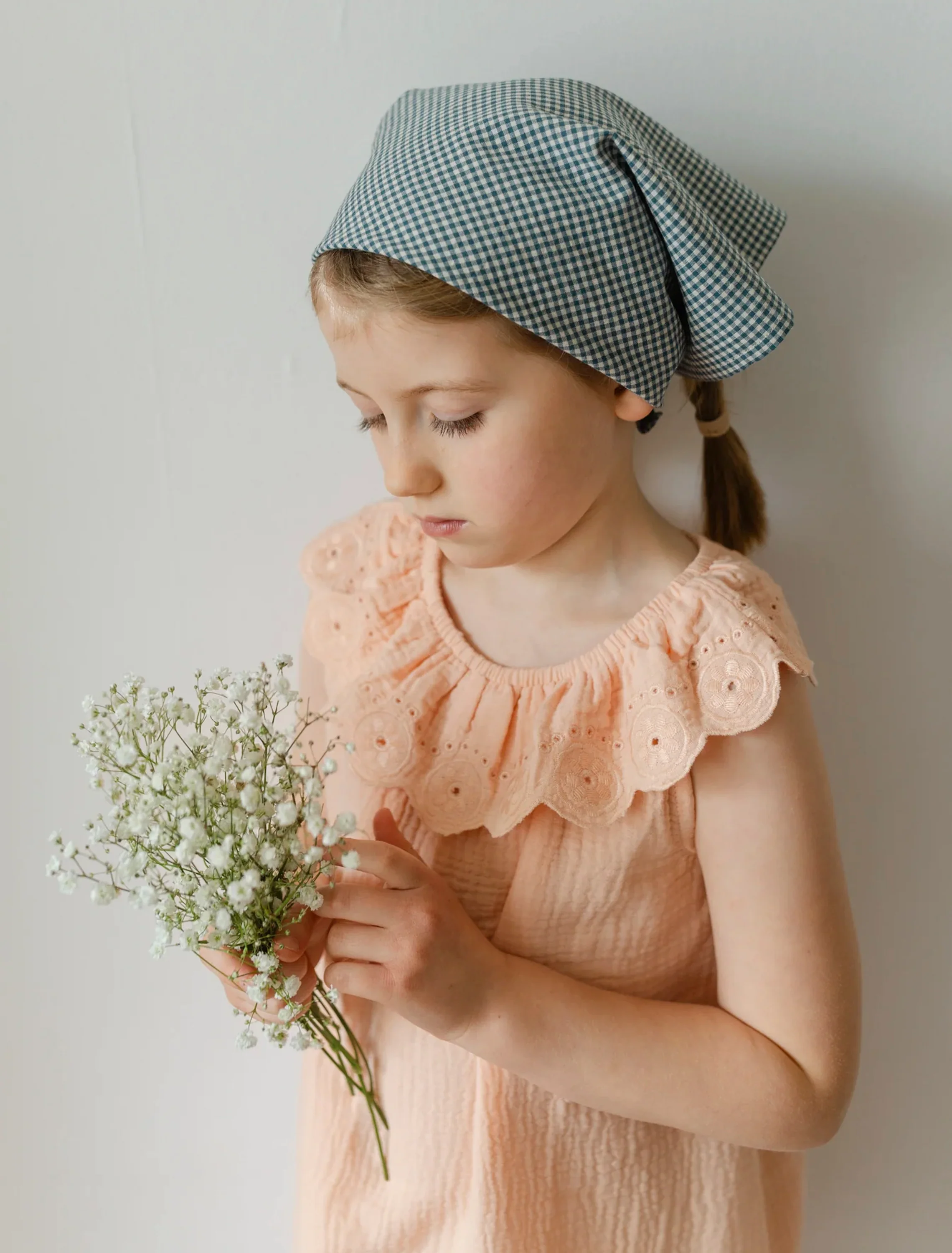 Evie Scarf in Blue Cotton Gingham - Image 3