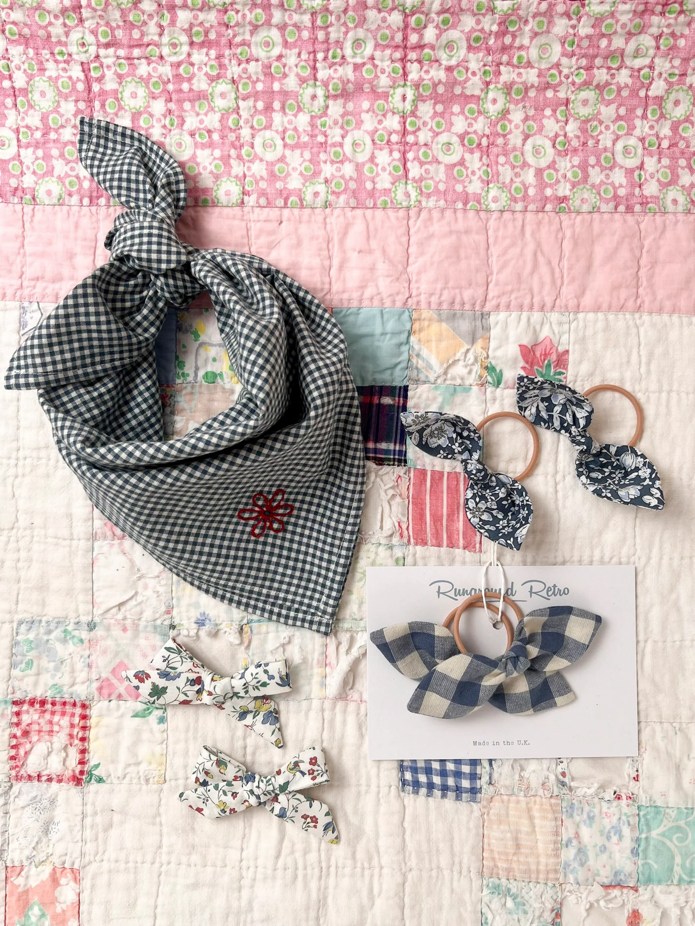 Evie Scarf in Blue Cotton Gingham - Image 4