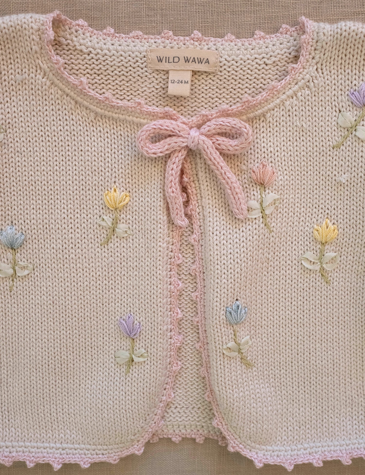 Embroidered Bolero in Pink/Natural - Image 2