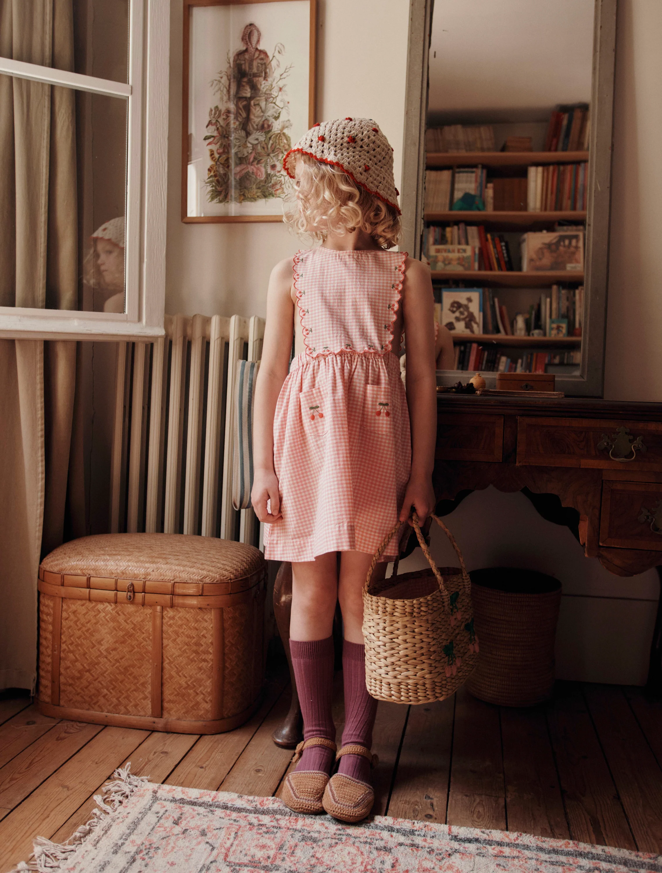 Embroidered Cherry Apron Dress in Vivi - Image 3