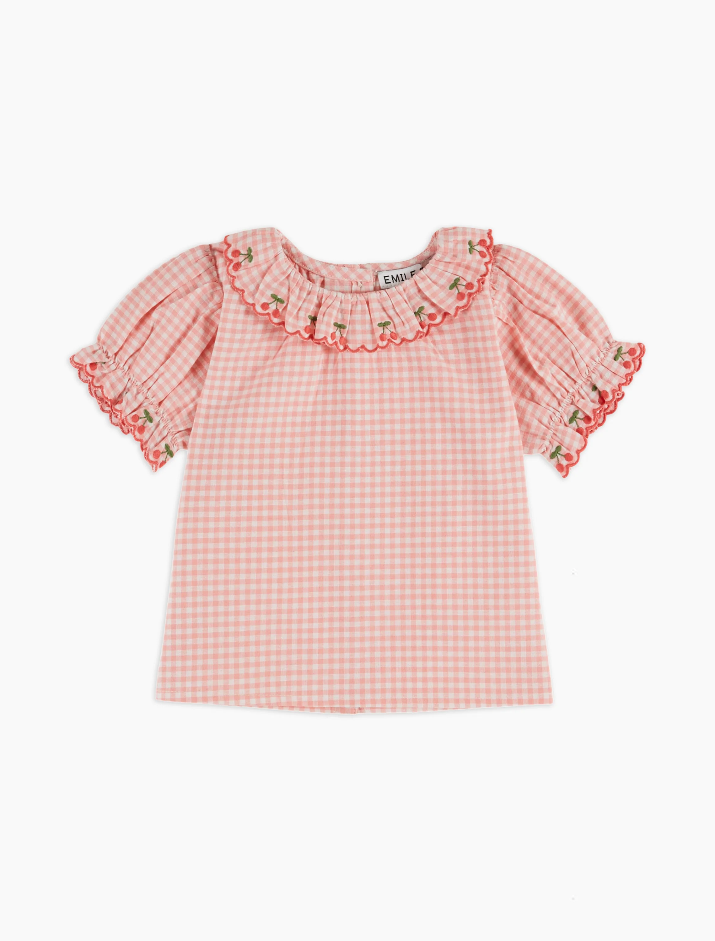 Embroidered Collar Gingham Blouse in Vivi