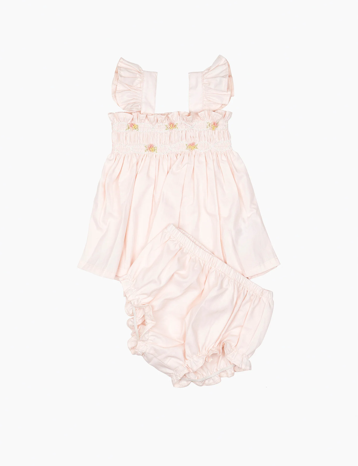 Embroidered Flutter Set in Pink