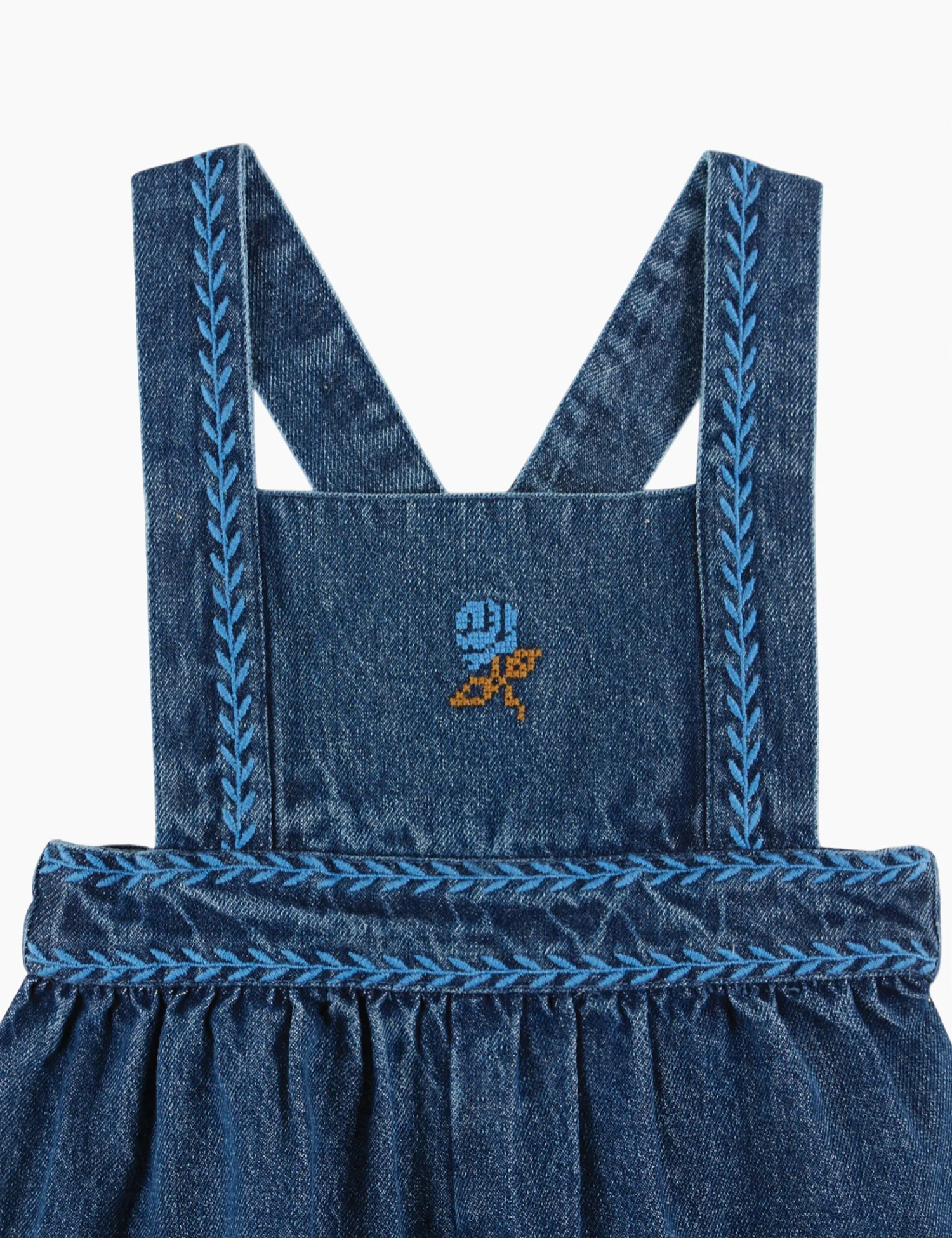 Embroidered Overalls in Denim - Image 4