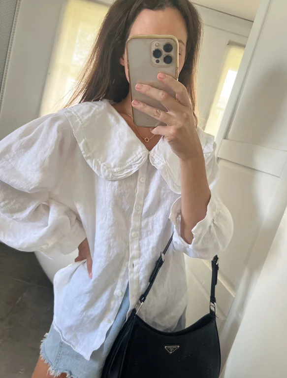 Emme Blouse in White Linen - Image 3