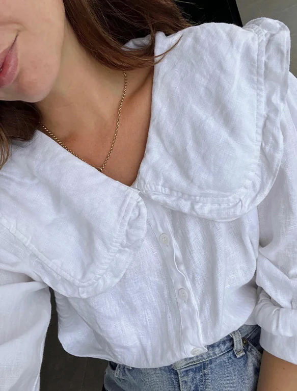 Emme Blouse in White Linen - Image 4