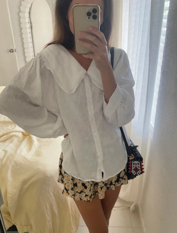 Emme Blouse in White Linen - Image 5