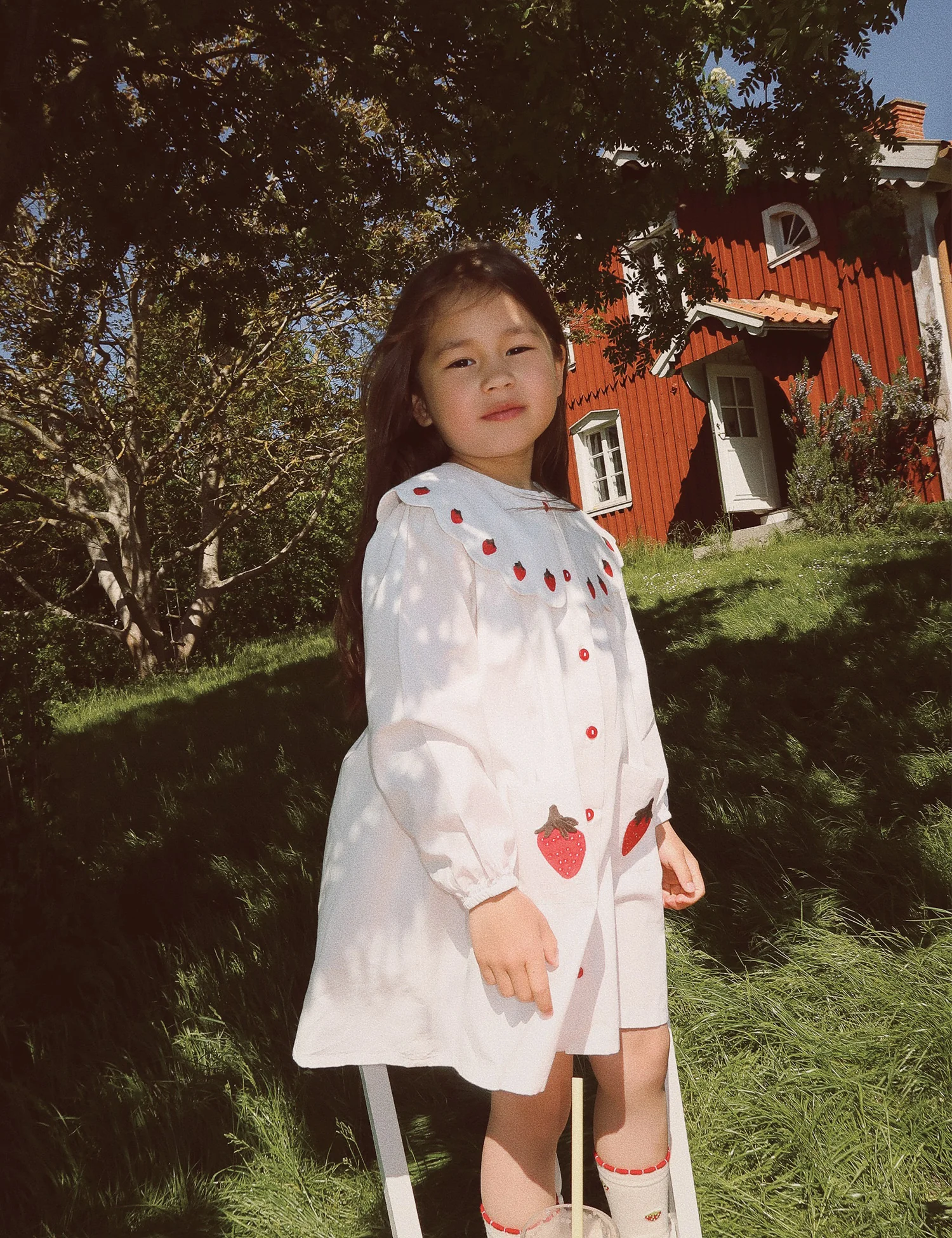 Evelyn LS Dress in Bright White Berry - Image 3