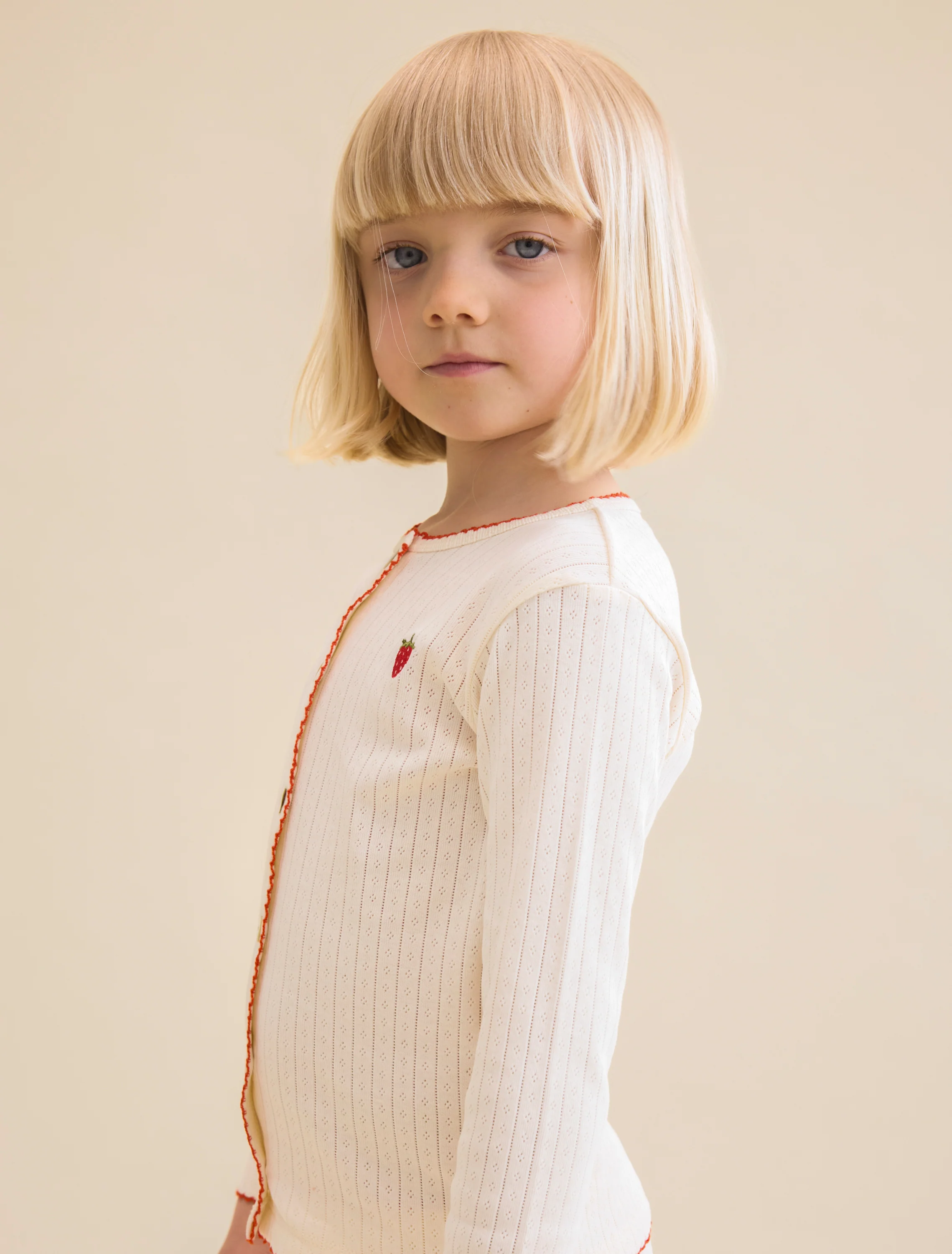 Flora Pointelle Cardigan in Gentle Cream - Image 2