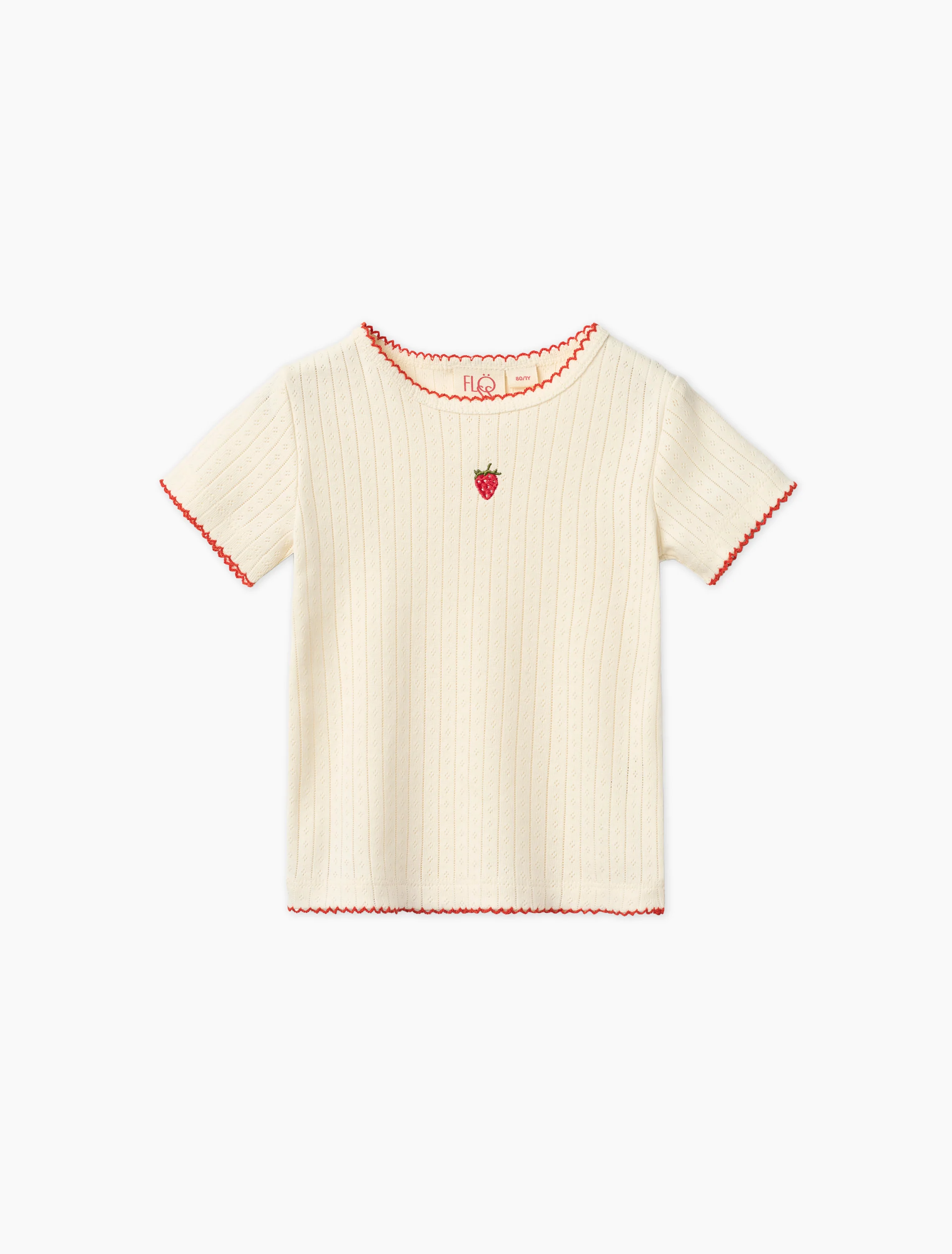 Flora SS Pointelle Blouse in Gentle Cream