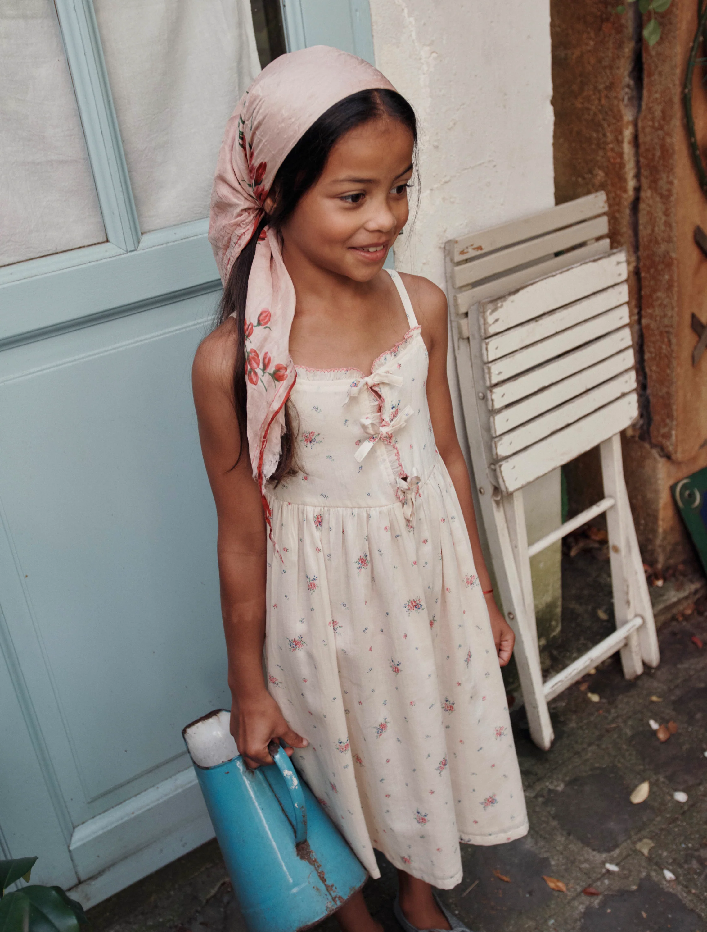 Floral Knotted Long Dress in Paquerette - Image 4