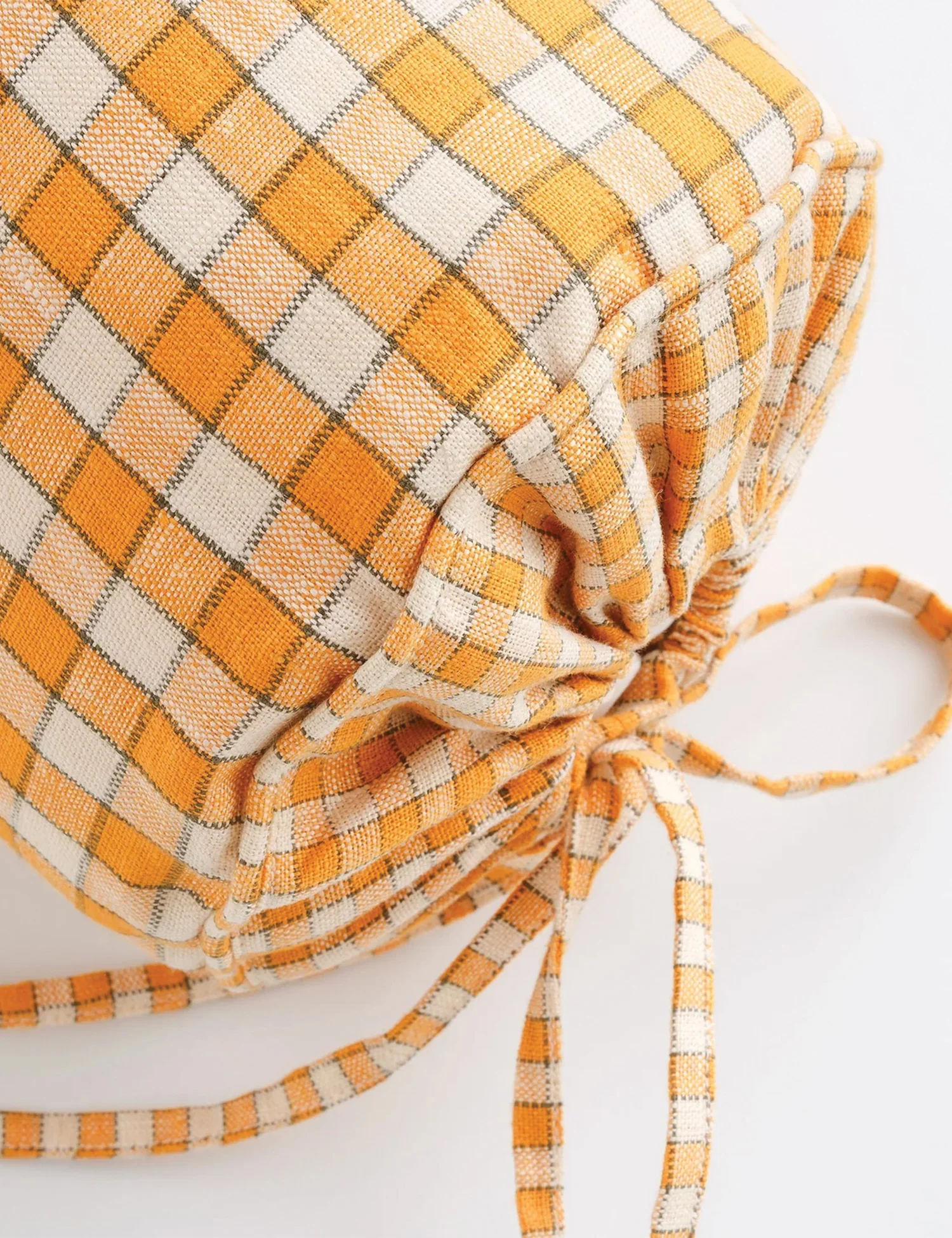 Gingham Bolster Pillow in Apricot - Image 2