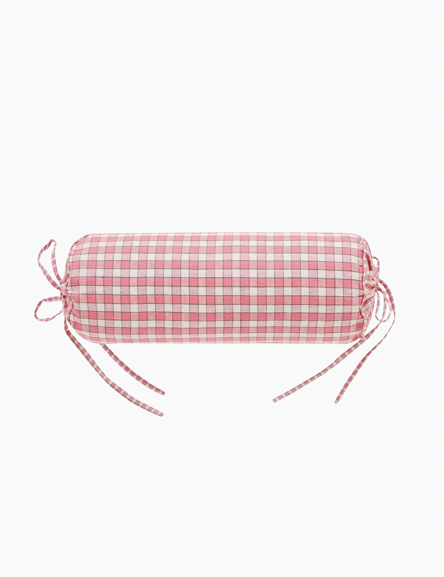 Gingham Bolster Pillow in Peony