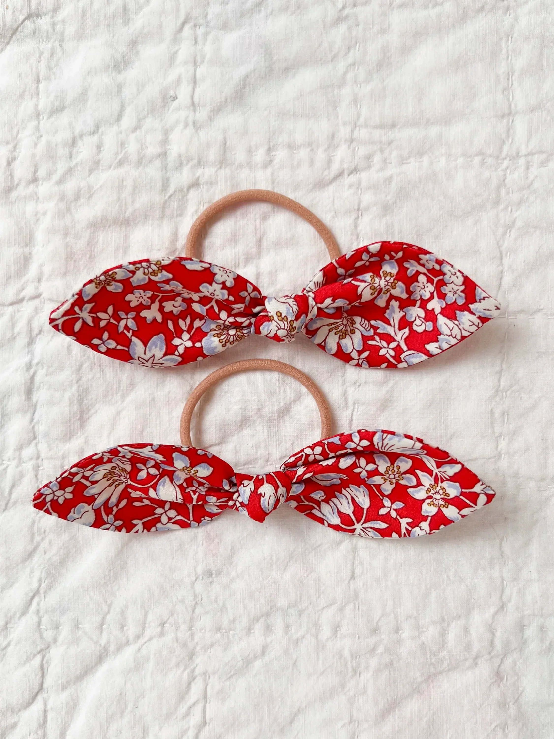 Bunny Hair Ties in Liberty Lizzy Red - Image 3